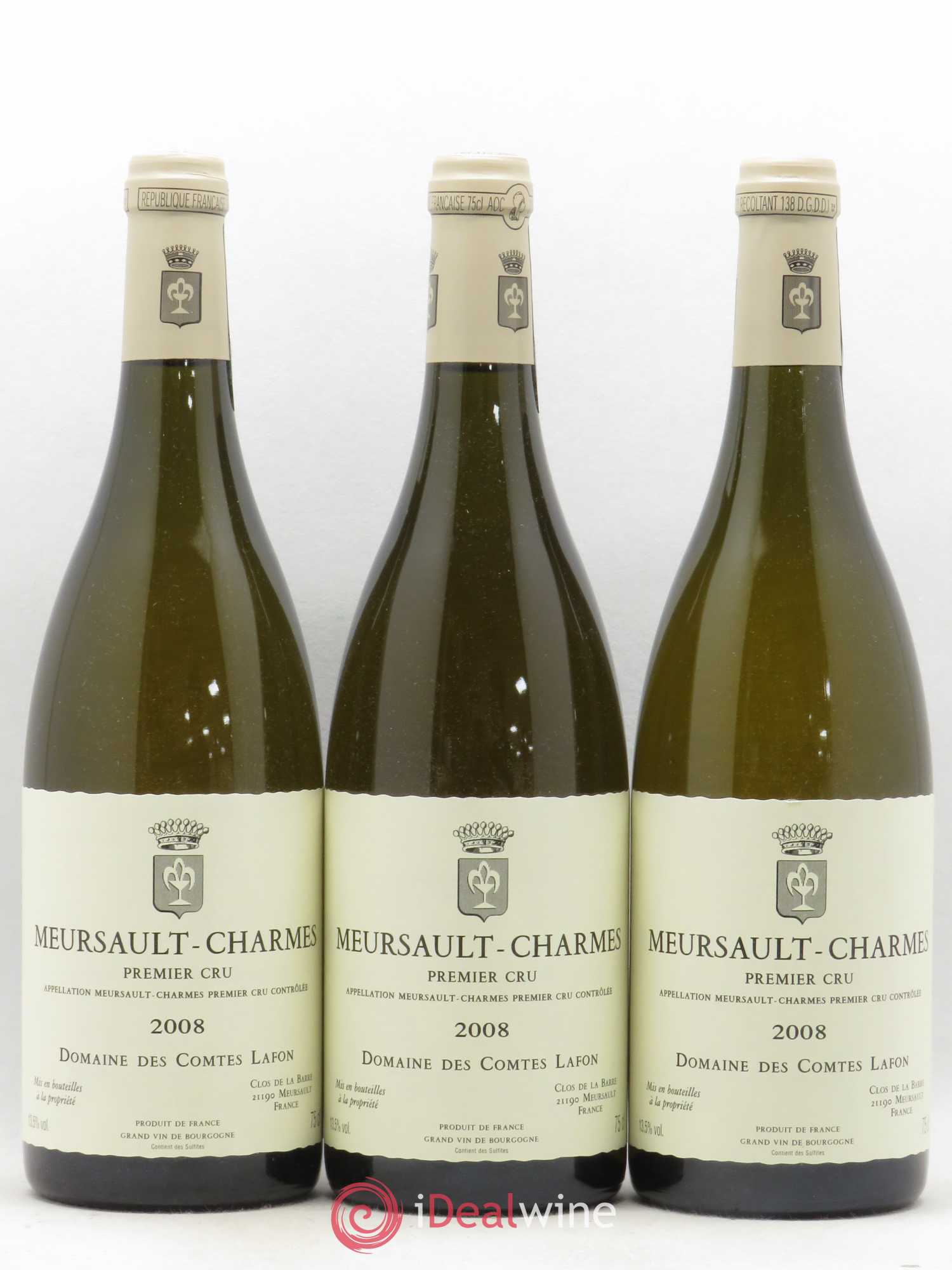 Meursault 1er Cru Charmes Comtes Lafon (Domaine des) 2008 - Lot de 3 bouteilles - 0
