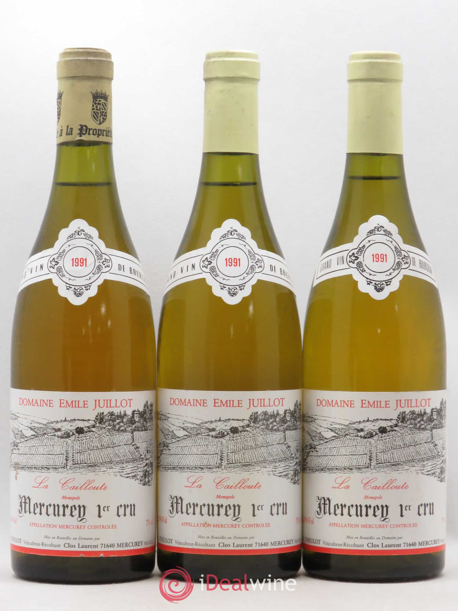 Mercurey 1er Cru La Cailloute Domaine Emile Juillot Theulot 1991 - Posten von 3 Flaschen - 0