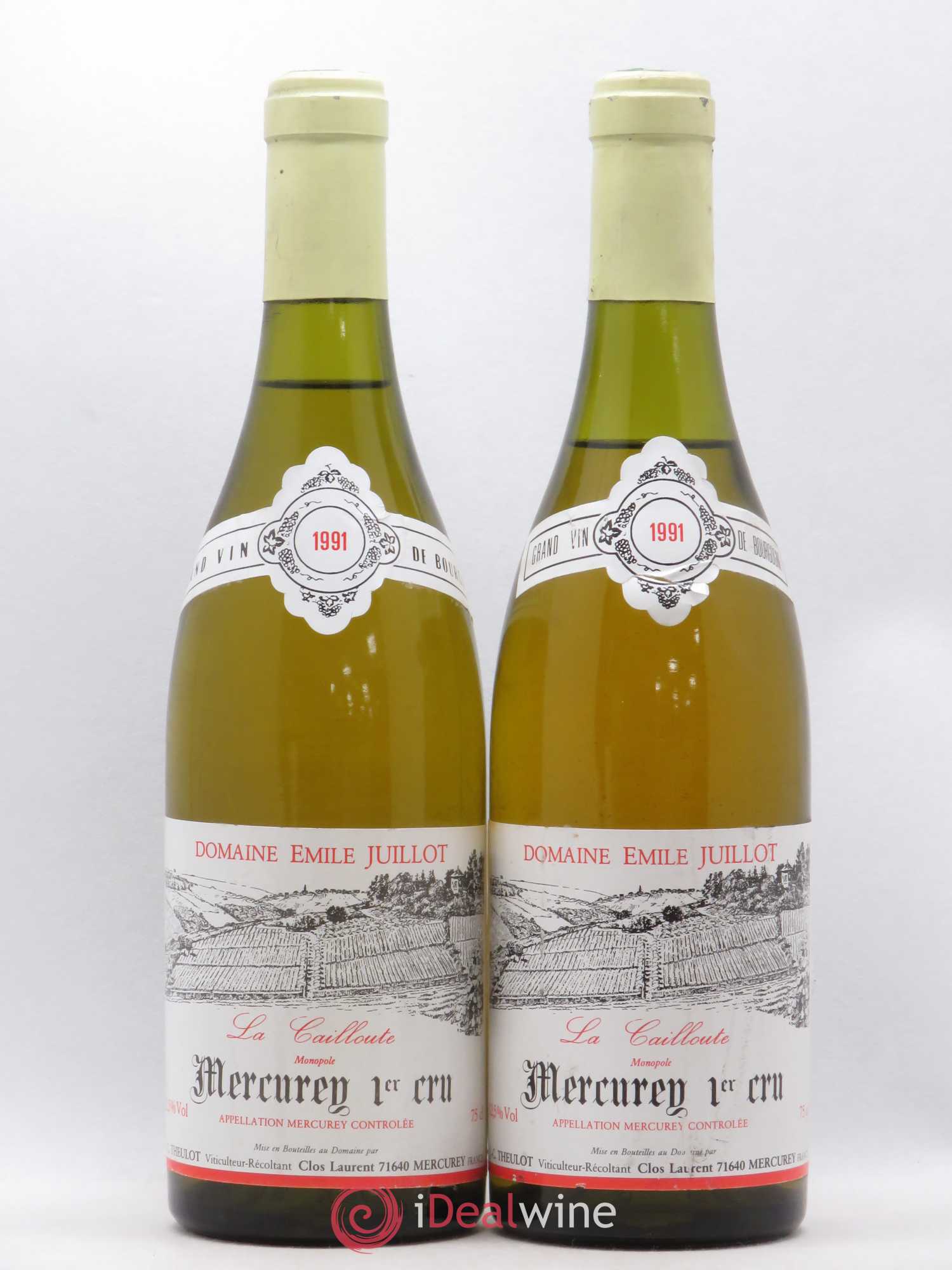 Mercurey 1er Cru La Cailloute Domaine Emile Juillot Theulot 1991 - Posten von 2 Flaschen - 0