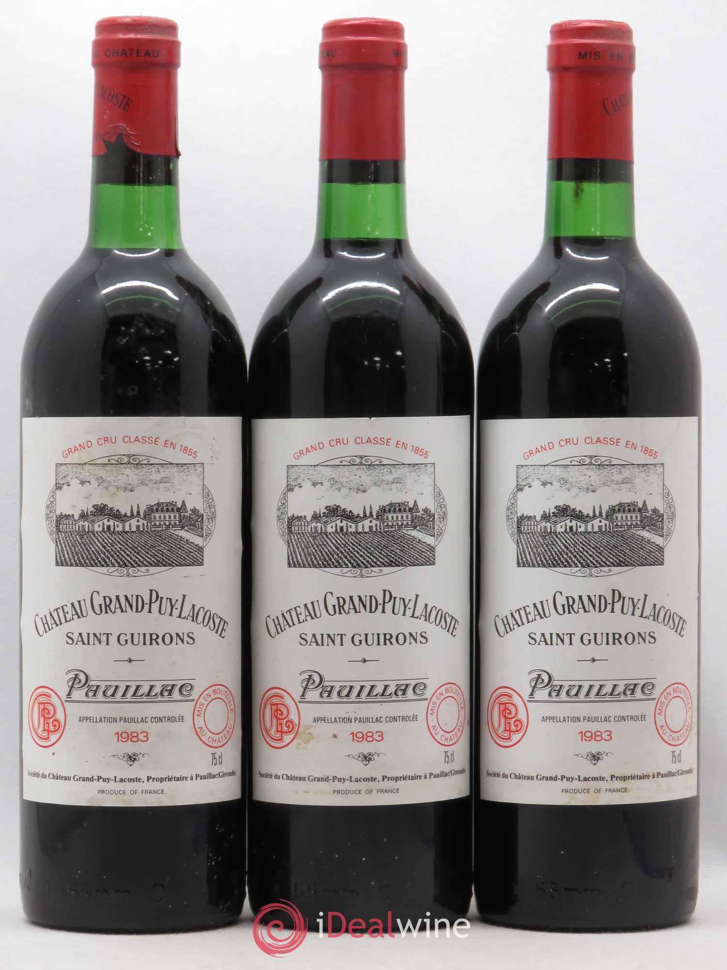 Château Grand Puy Lacoste 5ème Grand Cru Classé 1983 - Lot de 3 bouteilles - 0