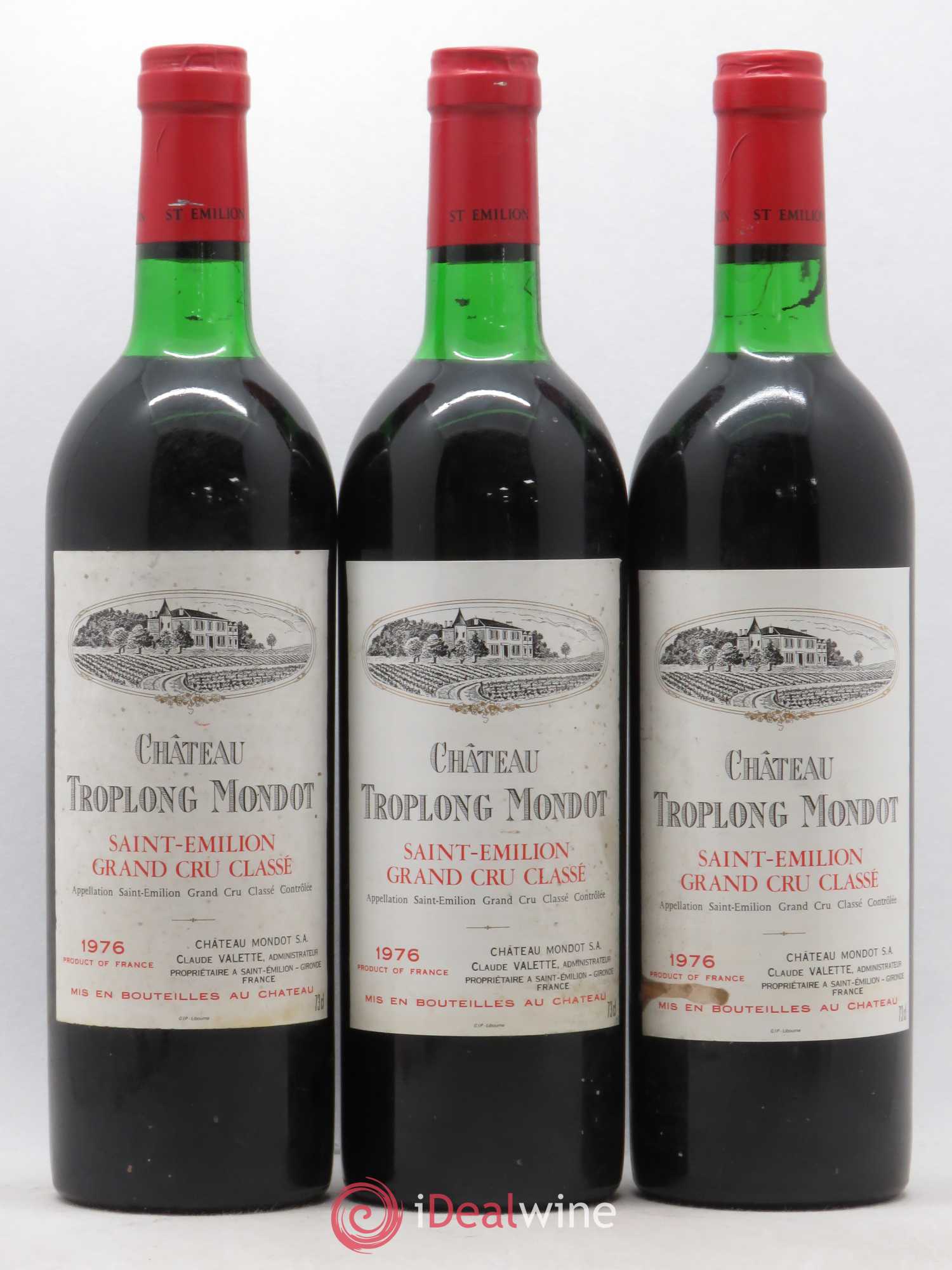 Château Troplong Mondot 1er Grand Cru Classé B 1976 - Lot de 3 bouteilles - 0
