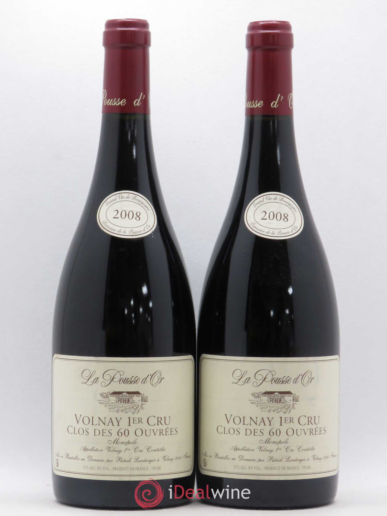 Volnay 1er Cru Clos des 60 ouvrées La Pousse d'Or (Domaine de) 2008 - Lot de 2 bouteilles - 0