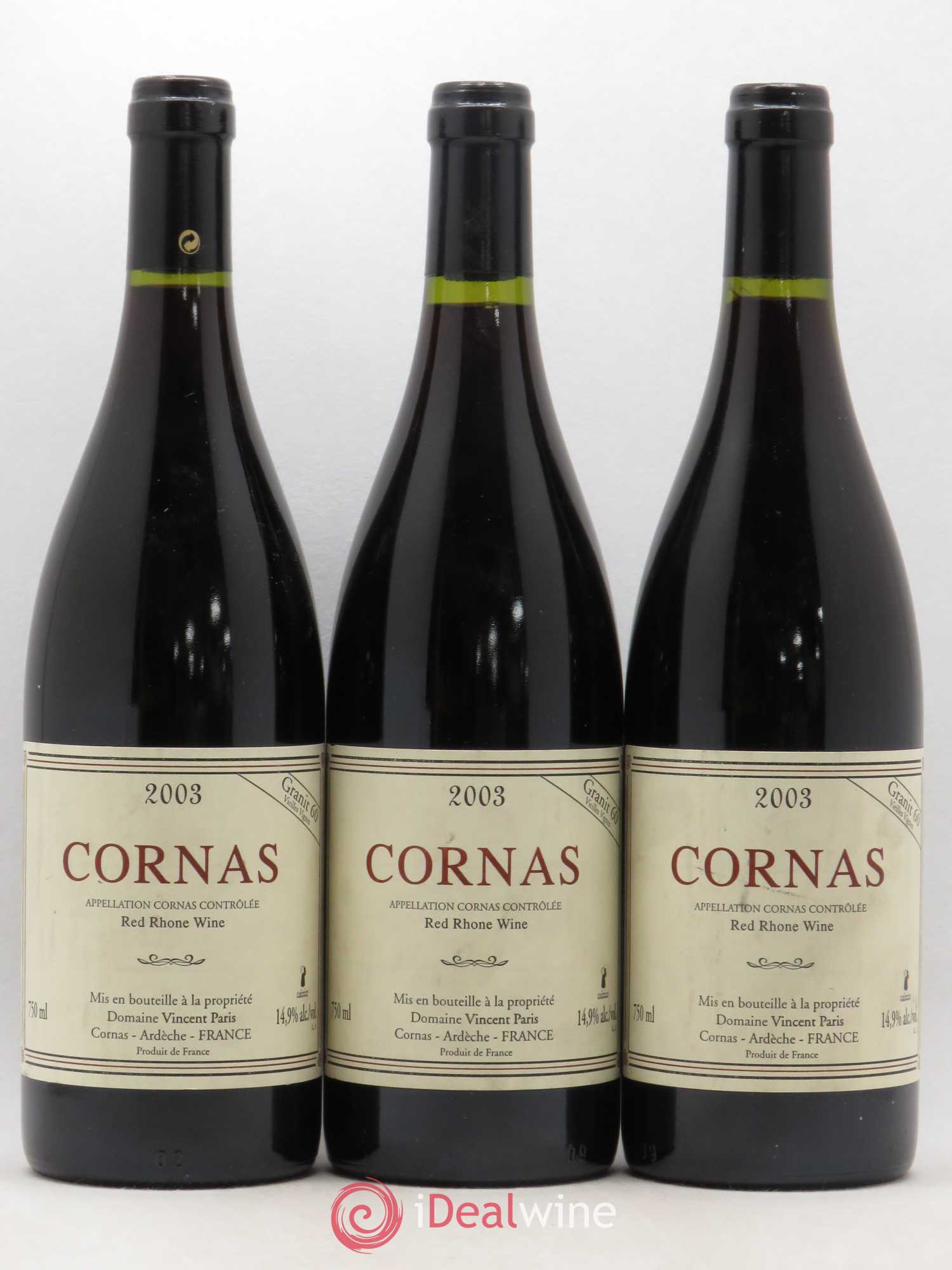 Cornas Granit 60 Vieilles Vignes Vincent Paris 2003 - Lot de 3 bouteilles - 0