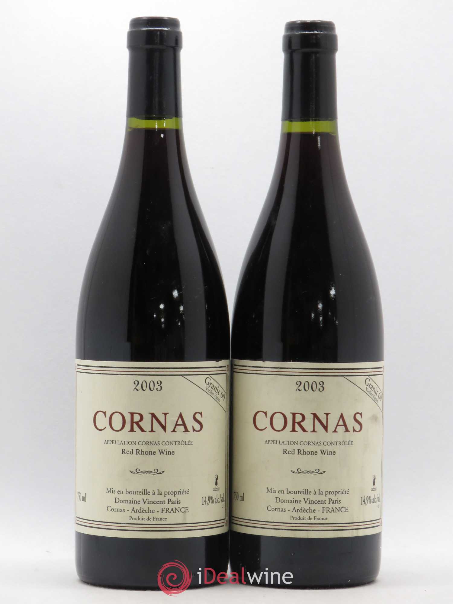 Cornas Granit 60 Vieilles Vignes Vincent Paris 2003 - Lot de 2 bouteilles - 0