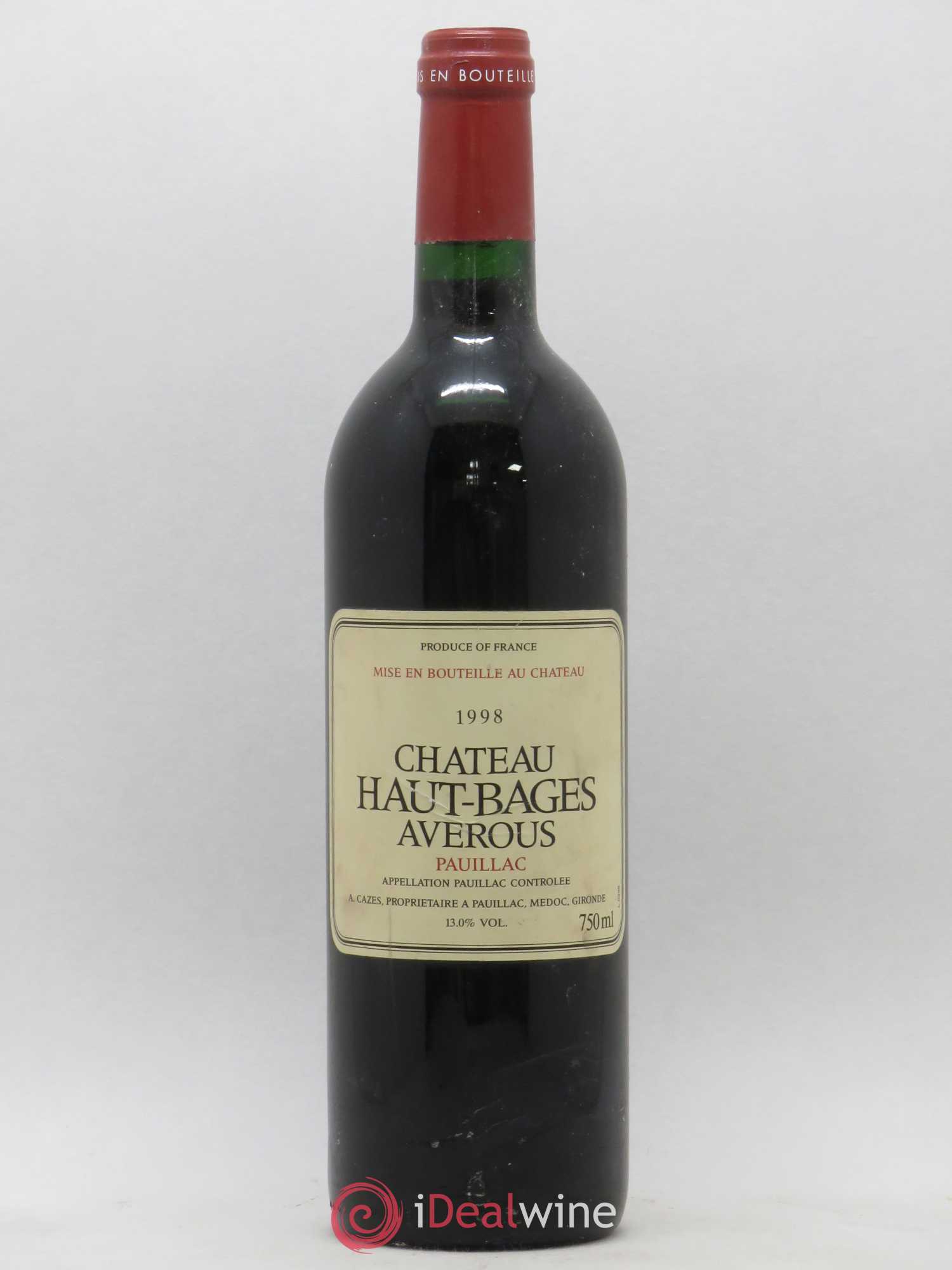 Château Haut Bages Averous Cru Bourgeois 1998 - Lot de 1 bouteille - 0