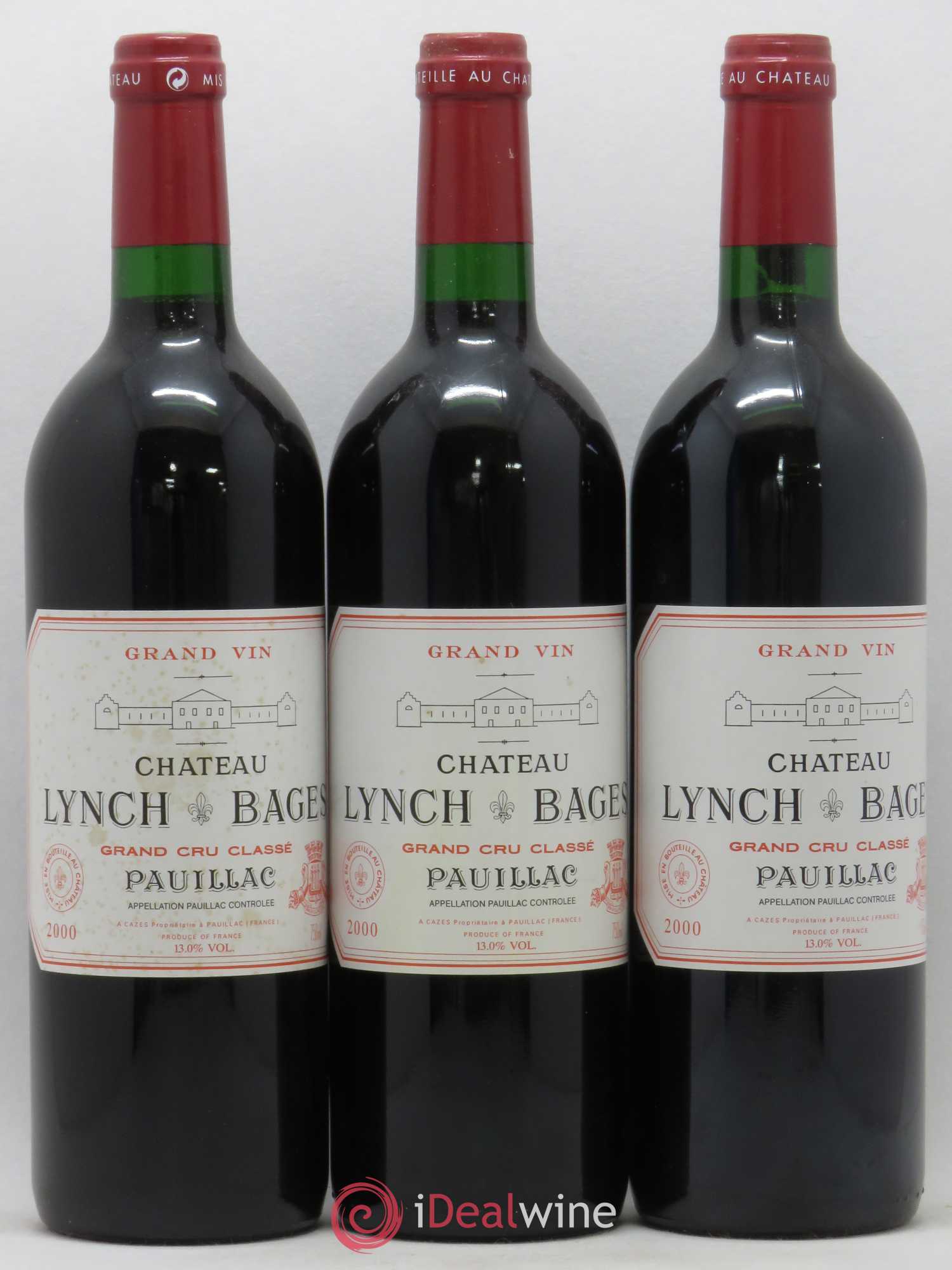 Château Lynch Bages 5ème Grand Cru Classé 2000 - Lot de 3 bouteilles - 0