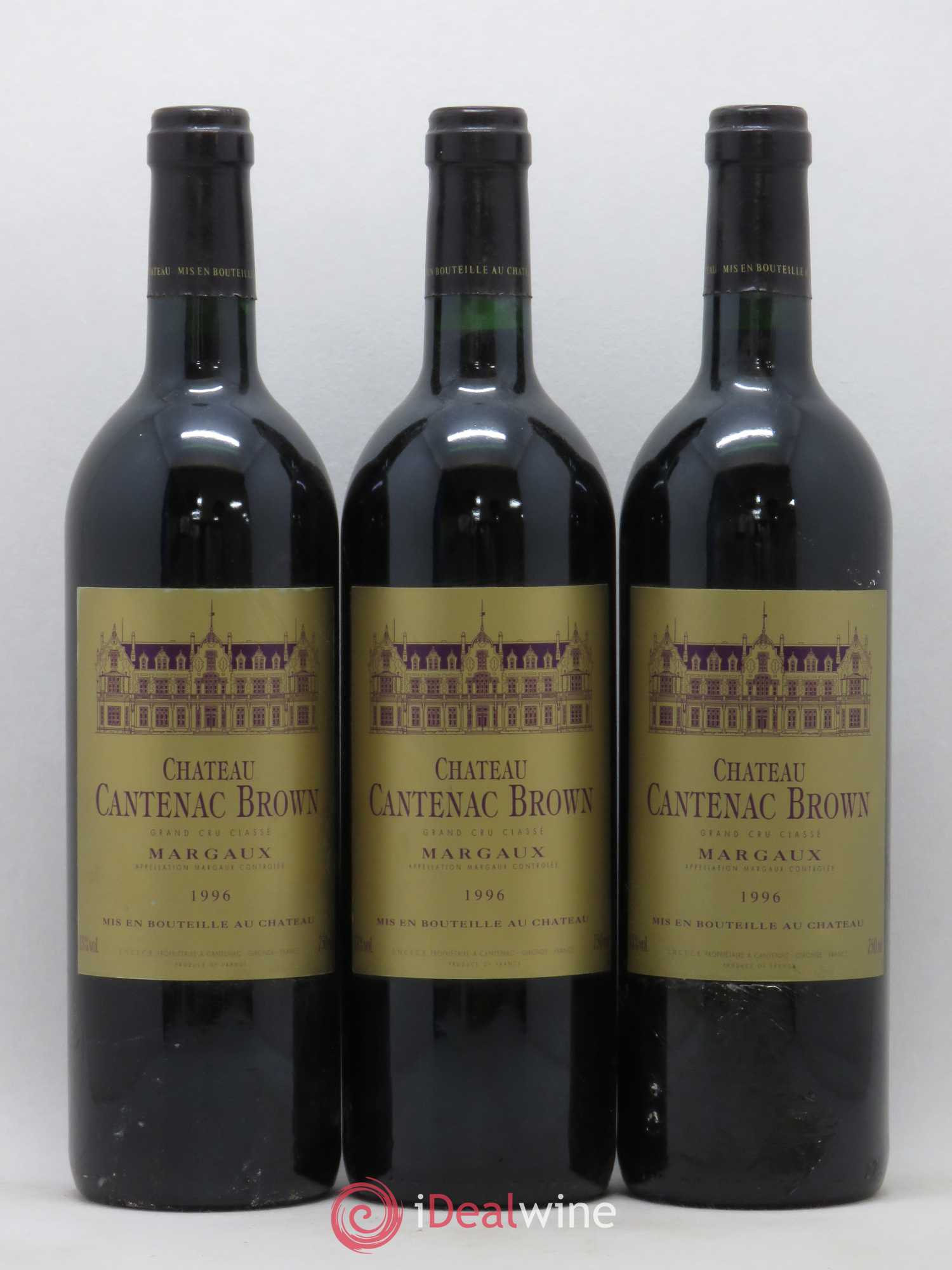 Château Cantenac Brown 3ème Grand Cru Classé 1996 - Lot de 3 bouteilles - 0
