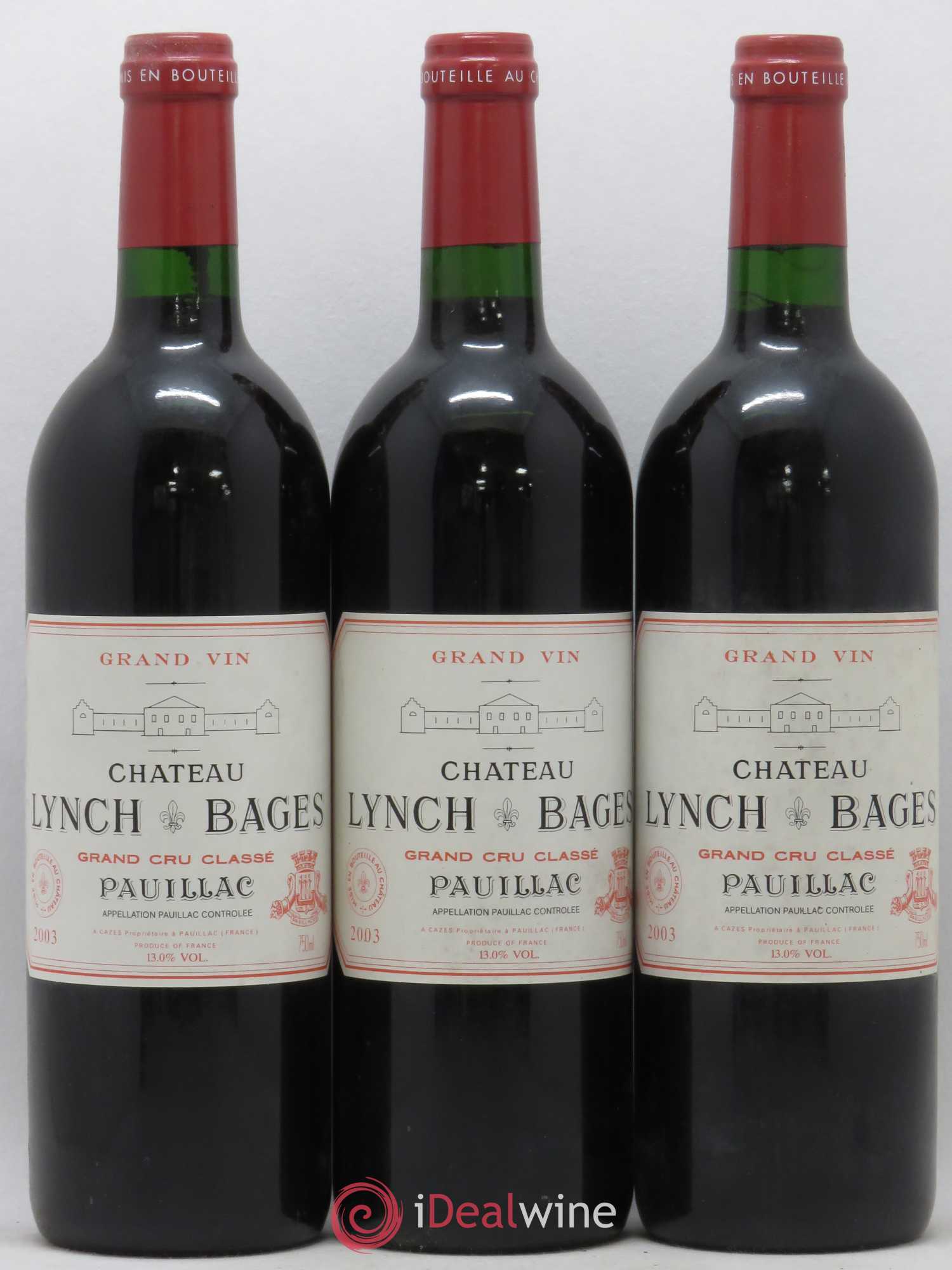 Château Lynch Bages 5ème Grand Cru Classé 2003 - Lot de 3 bouteilles - 0