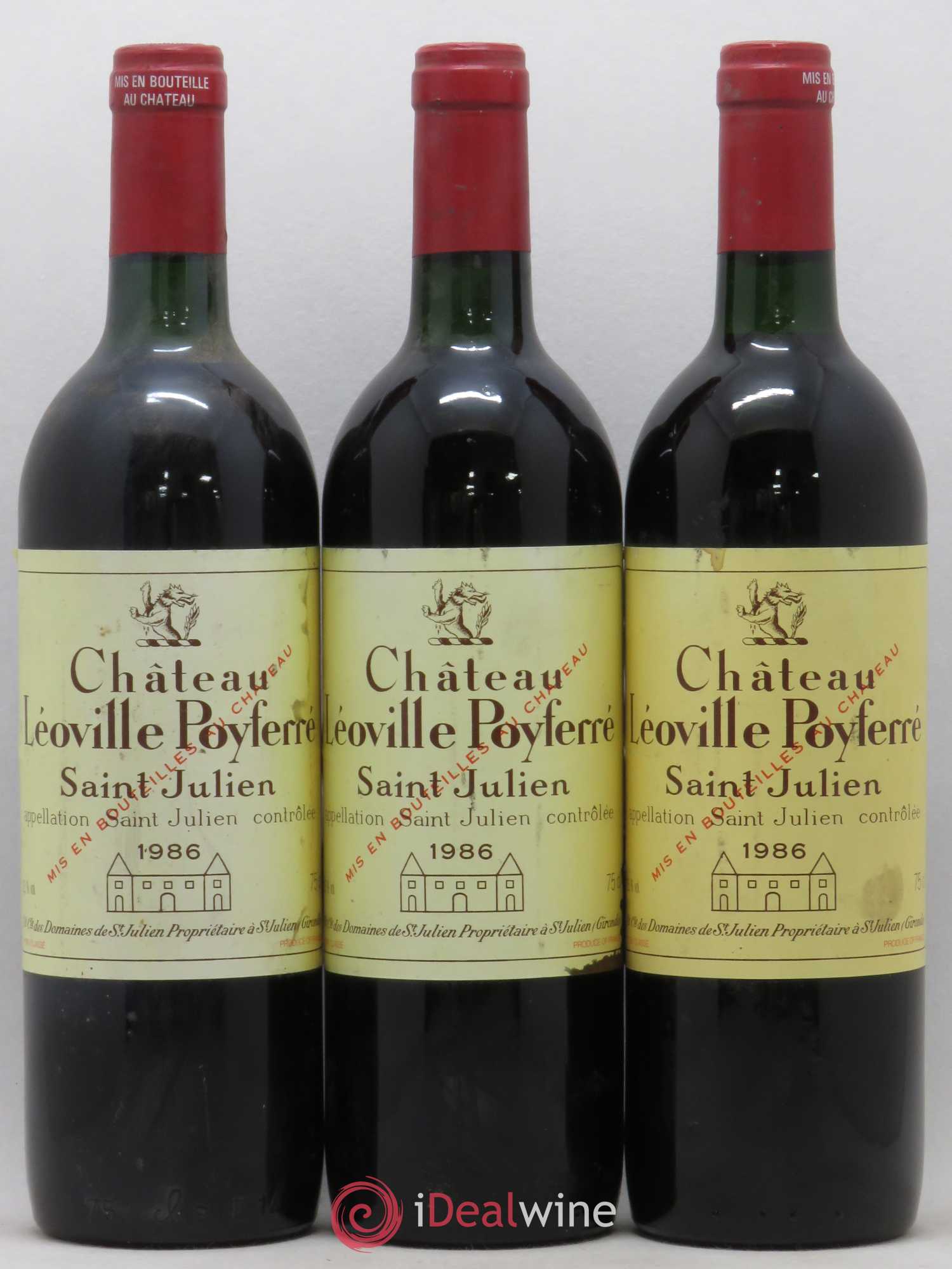 Château Léoville Poyferré 2ème Grand Cru Classé 1986 - Lot de 3 bouteilles - 0