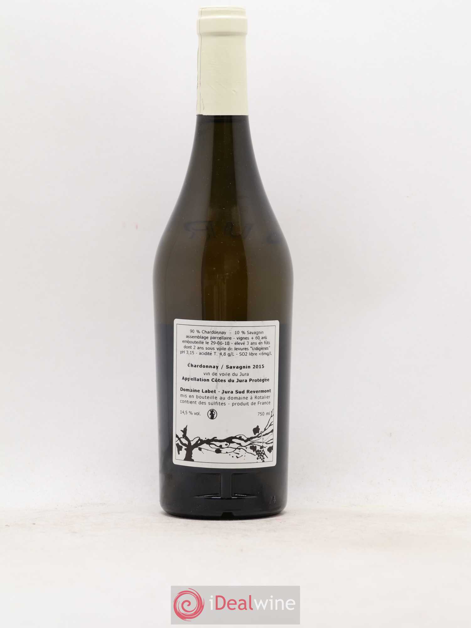 Côtes du Jura Vin de Voile Chardonnay-Savagnin cuvée de garde Romain - Julien - Charline Labet 2015 - Lot de 1 bouteille - 1