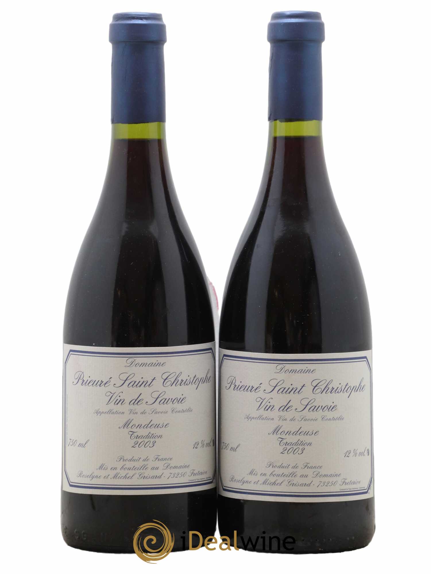 Vin de Savoie Prieuré Saint Christophe Mondeuse Tradition Michel Grisard 2003 - Lot de 2 bouteilles - 0