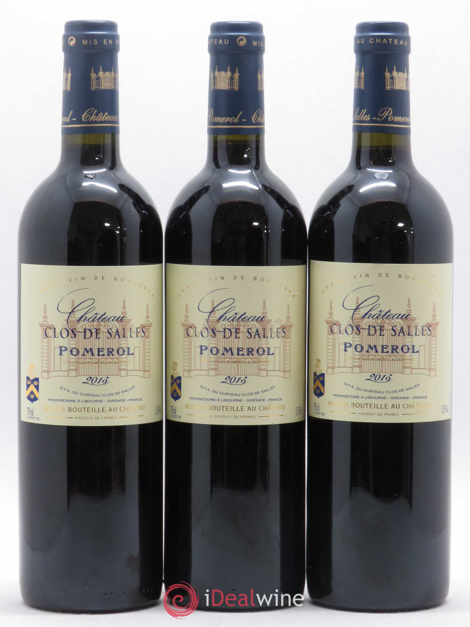 Pomerol Château Clos de Salles 2015 - Posten von 3 Flaschen - 0