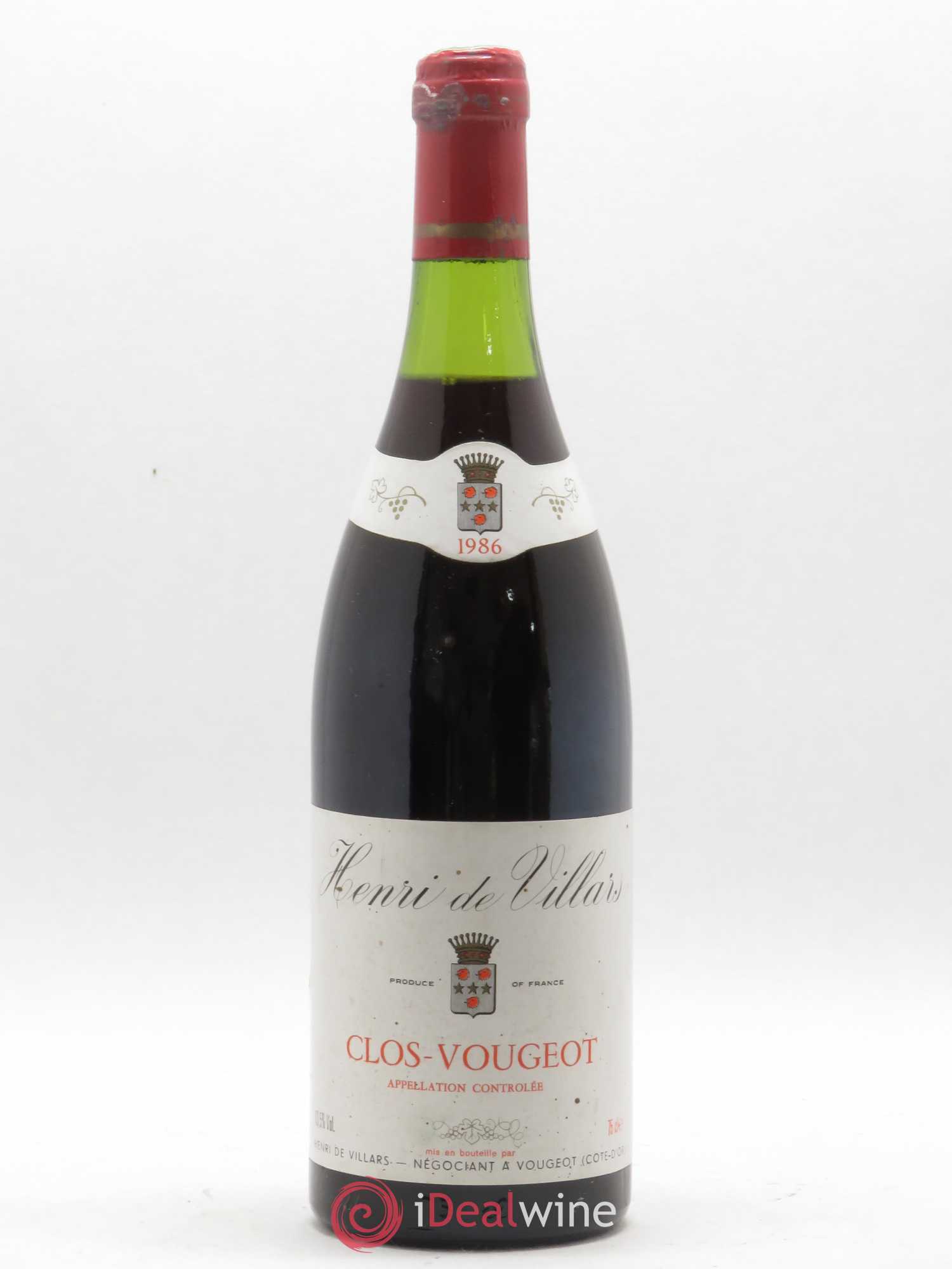 Clos de Vougeot Grand Cru Henri de Villars 1986 - Lot de 1 bouteille - 0