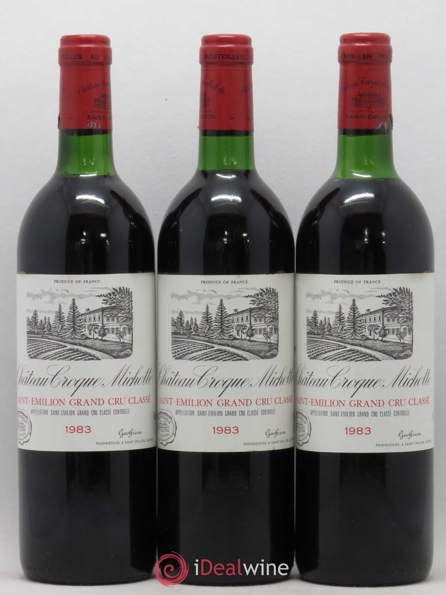 Château Croque Michotte 1983 - Lot de 3 bouteilles - 0