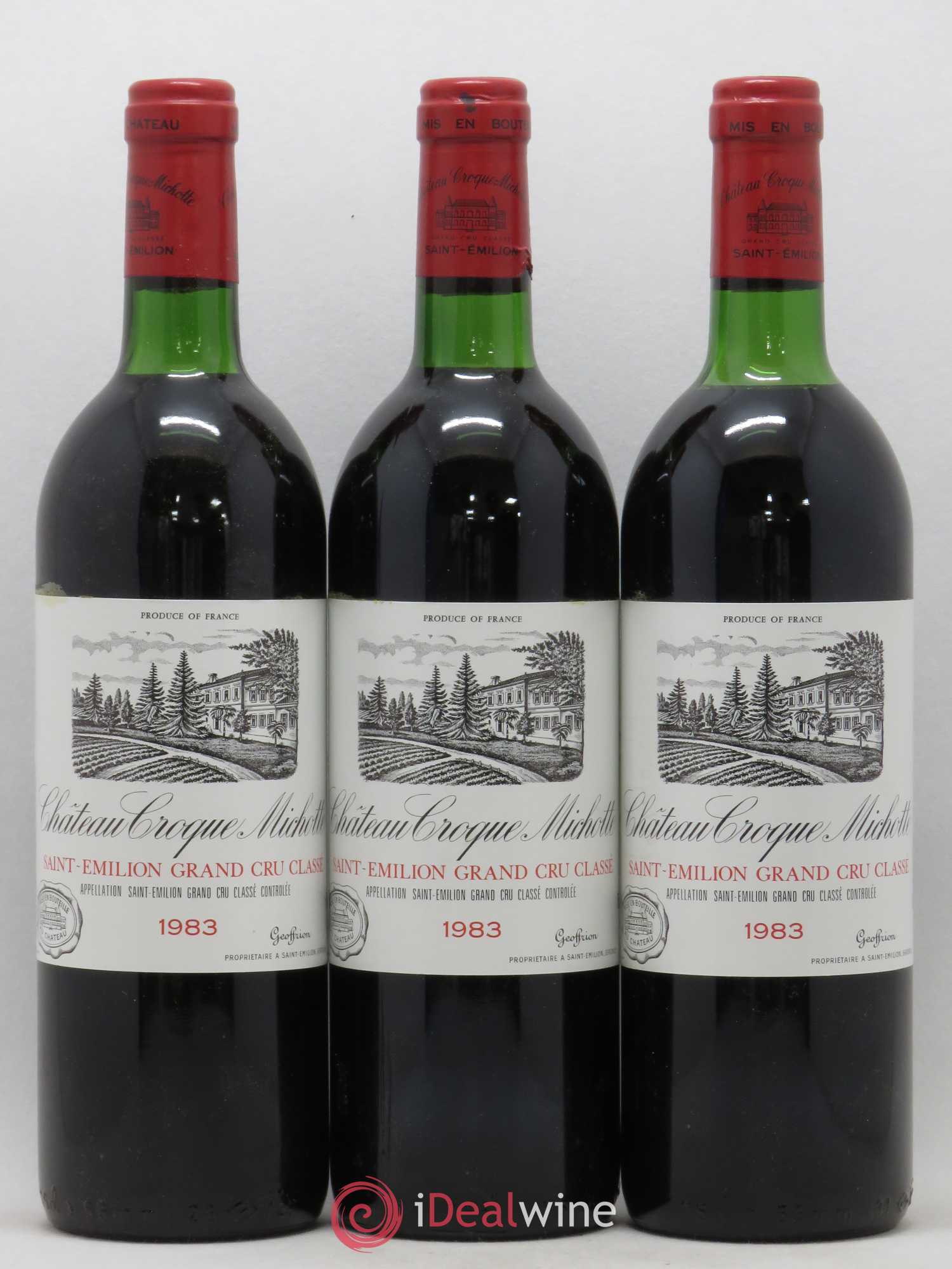 Château Croque Michotte 1983 - Lot de 3 bouteilles - 0