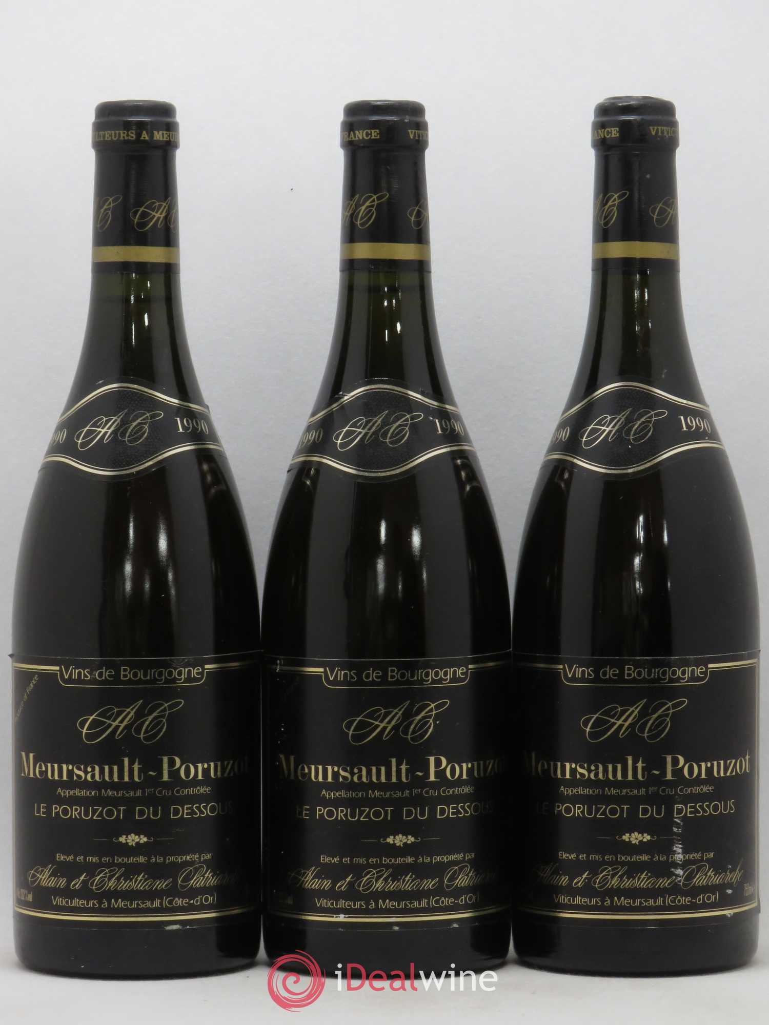 Meursault 1er Cru Poruzots du dessous Patriarche 1990 - Posten von 3 Flaschen - 0