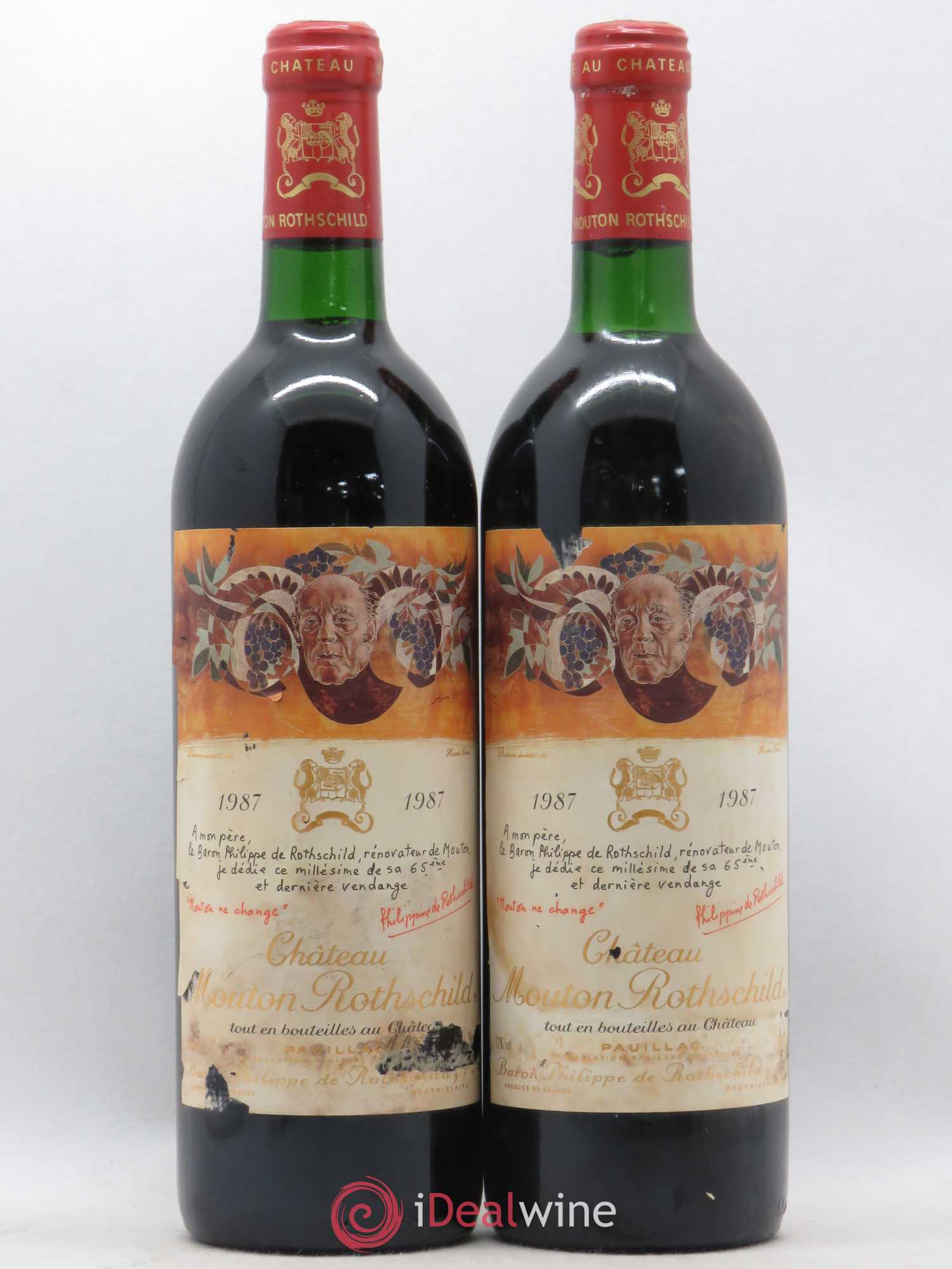 Château Mouton Rothschild 1er Grand Cru Classé 1987 - Lot de 2 bouteilles - 0
