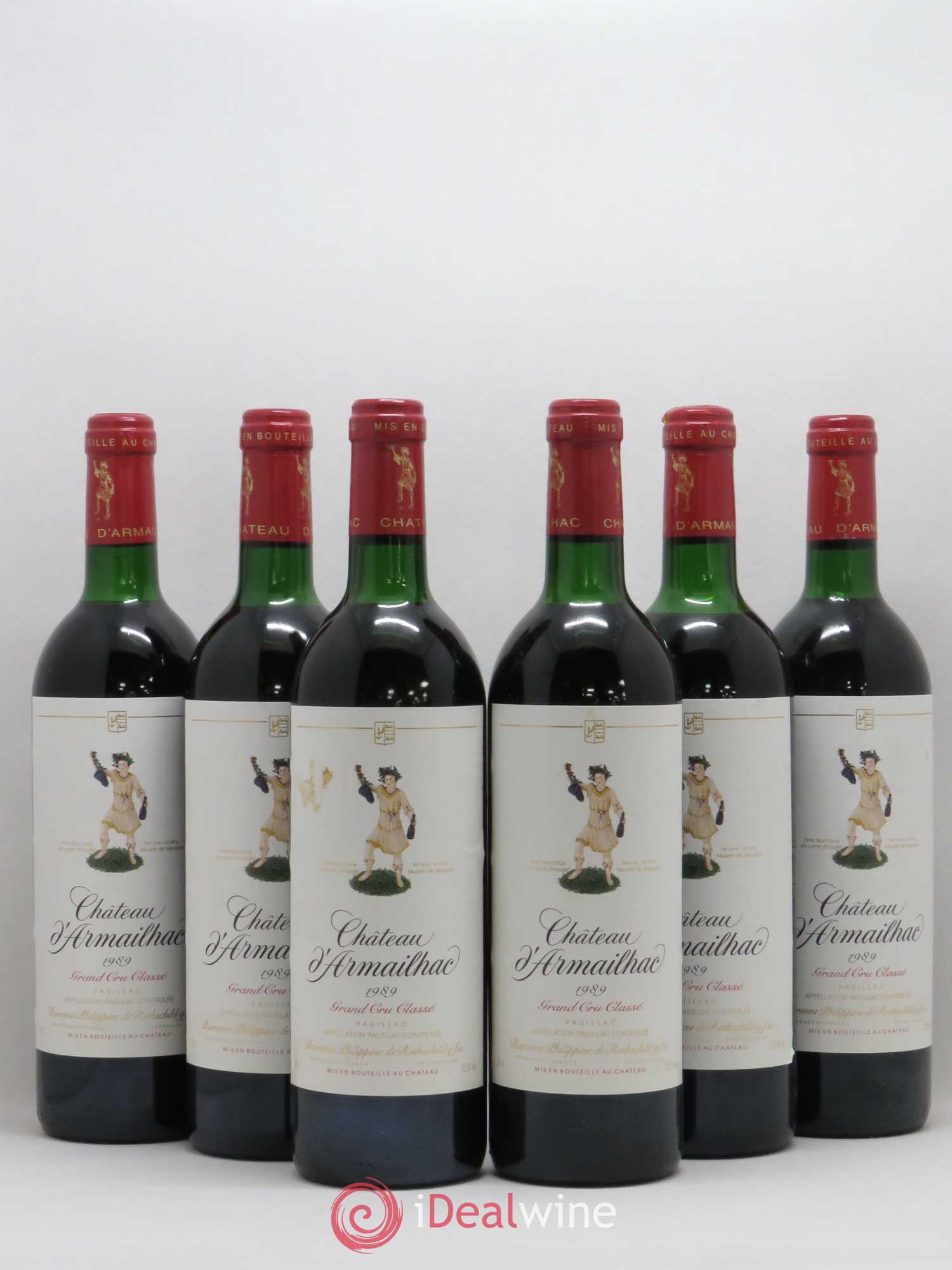 Château d' Armailhac - Mouton Baron(ne) Philippe 5ème Grand Cru Classé 1989 - Lot de 6 bouteilles - 0