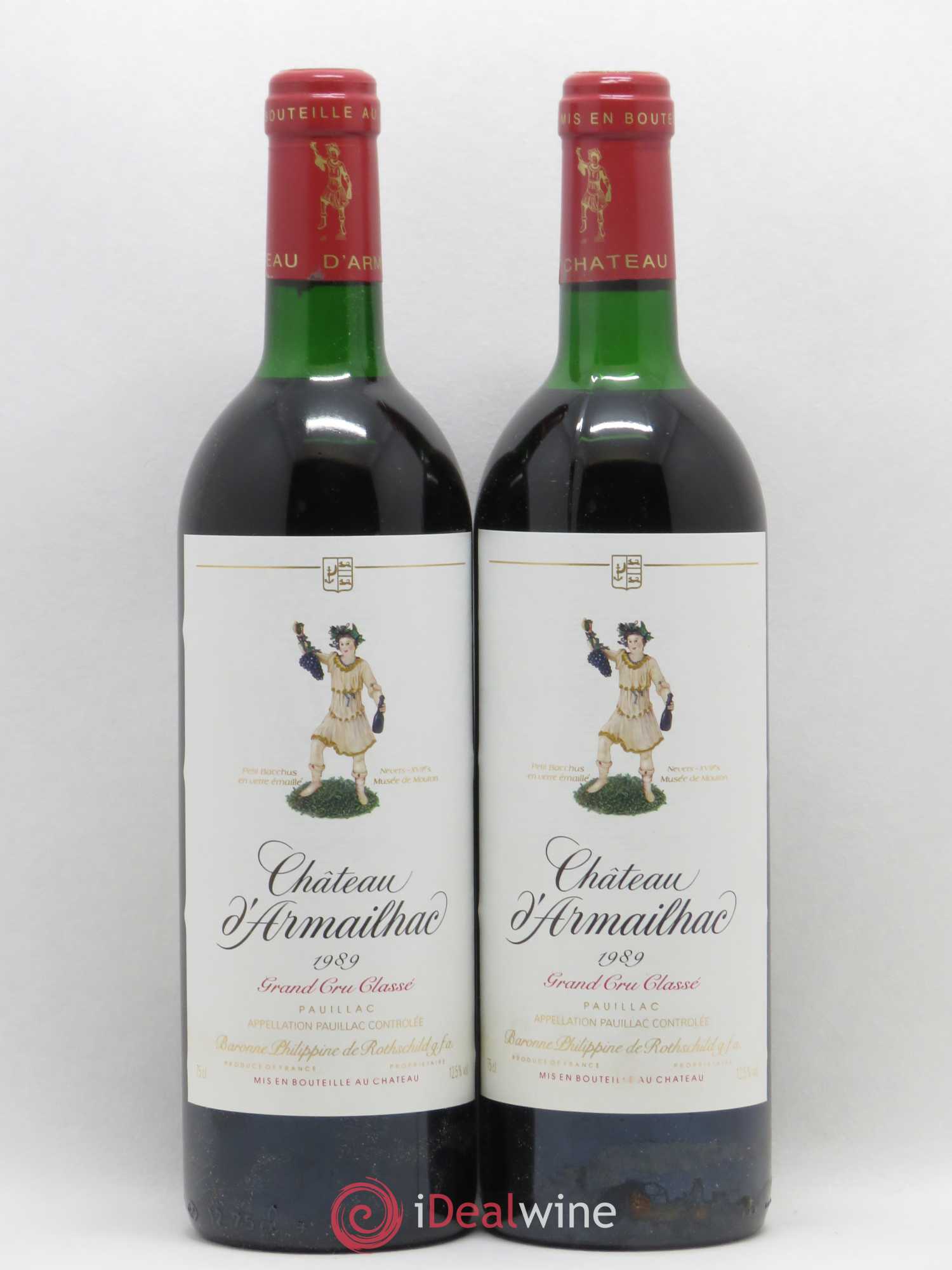 Château d' Armailhac - Mouton Baron(ne) Philippe 5ème Grand Cru Classé 1989 - Lot de 2 bouteilles - 0