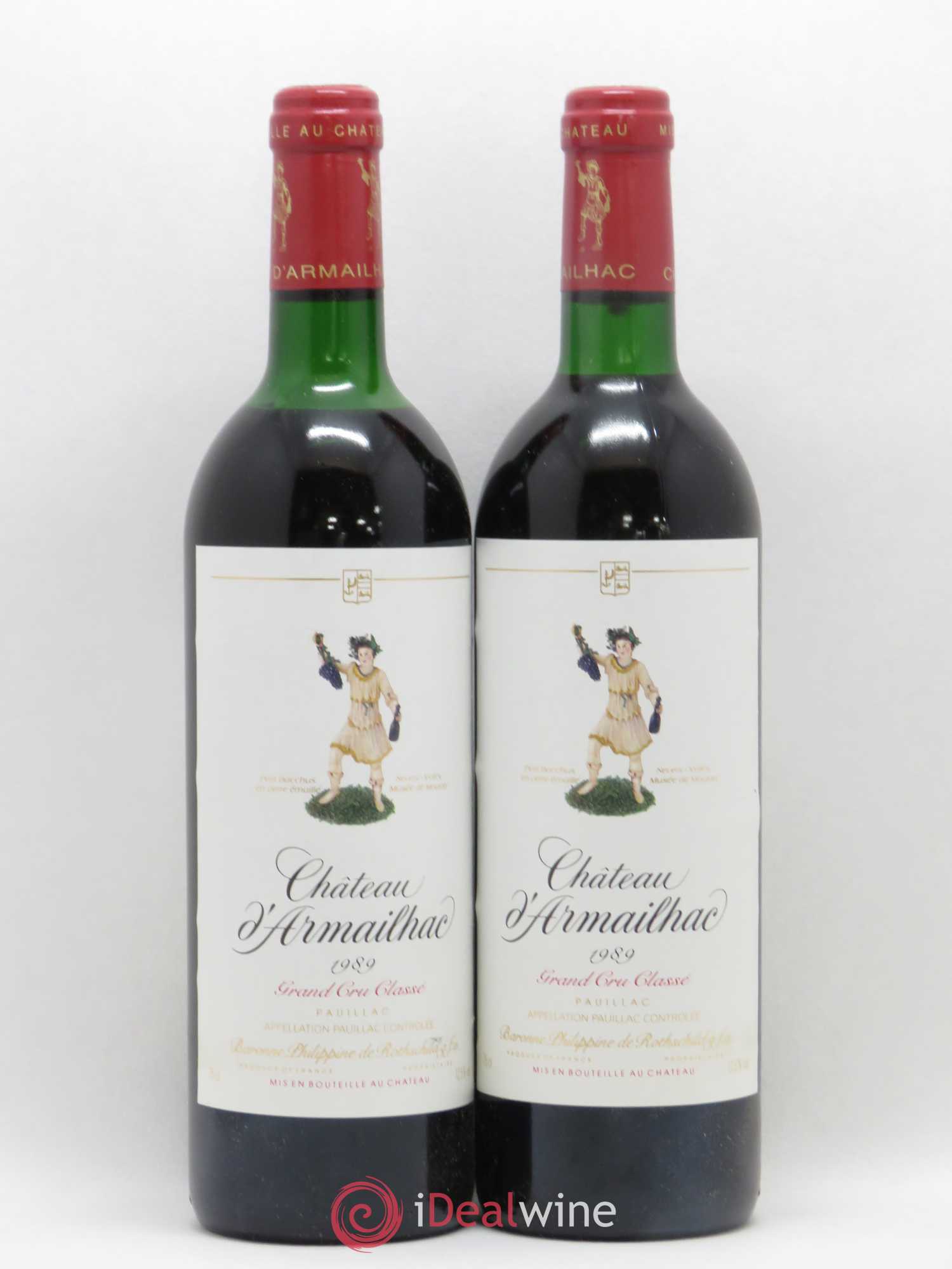 Château d' Armailhac - Mouton Baron(ne) Philippe 5ème Grand Cru Classé 1989 - Lot de 2 bouteilles - 0
