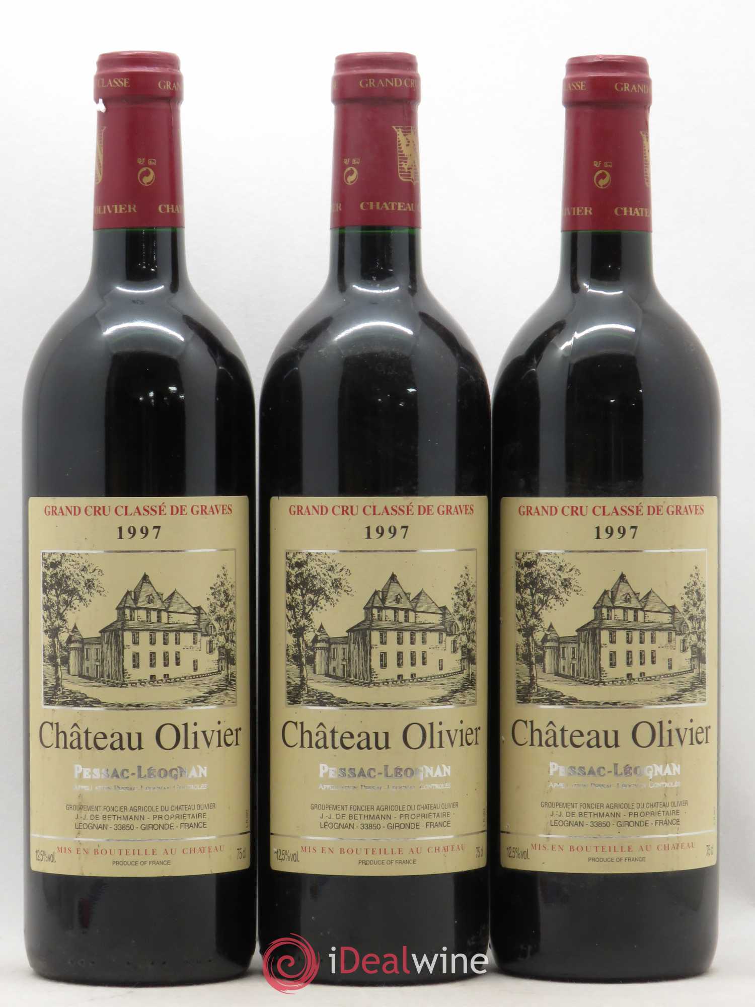 Château Olivier Cru Classé de Graves 1997 - Lot de 3 bouteilles - 0