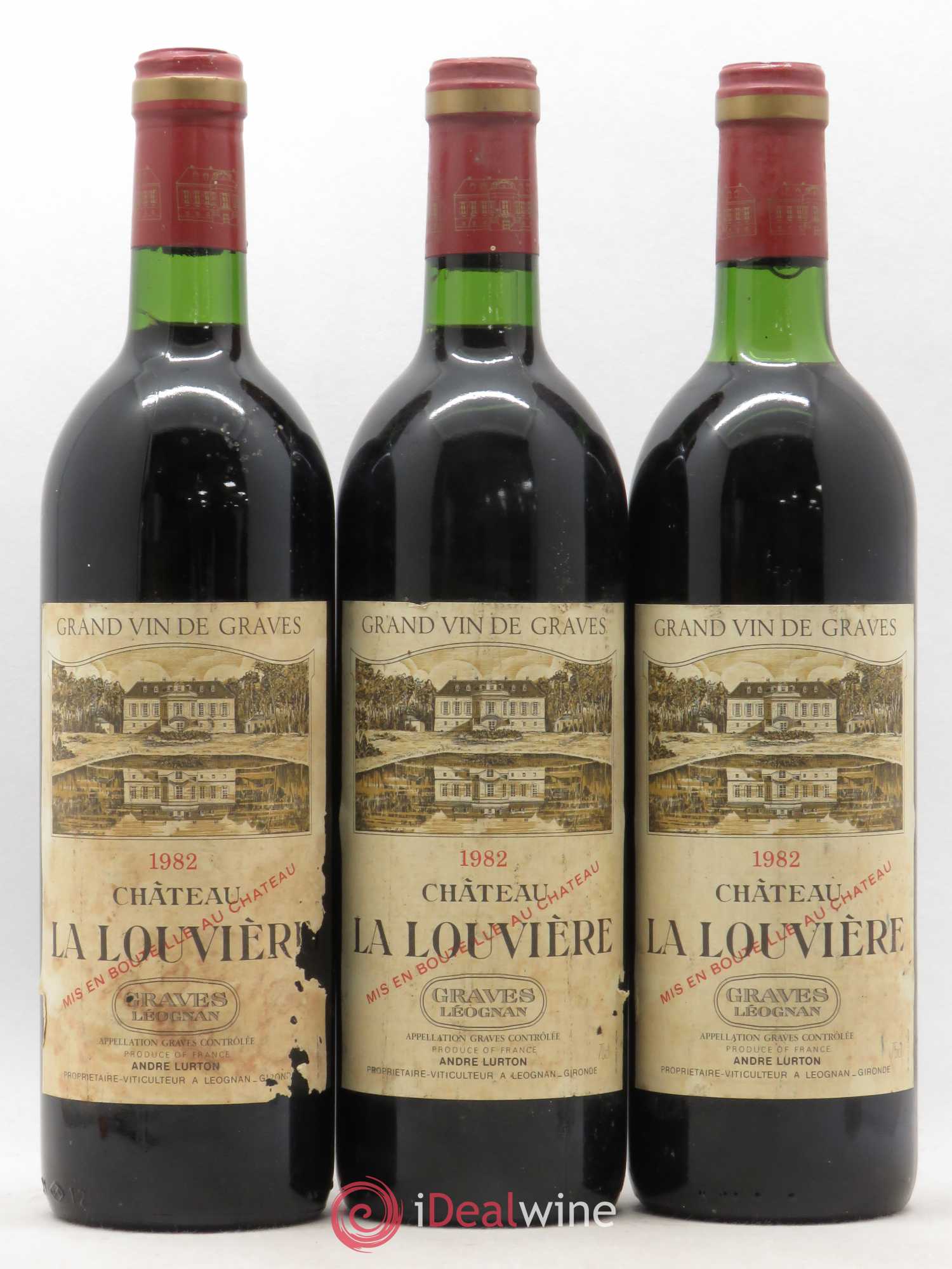 Château la Louvière 1982 - Lot de 3 bouteilles - 0