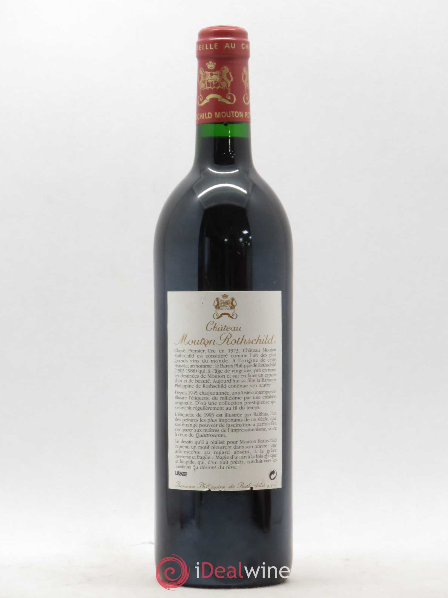 Château Mouton Rothschild 1er Grand Cru Classé 1993 - Lot de 1 bouteille - 1