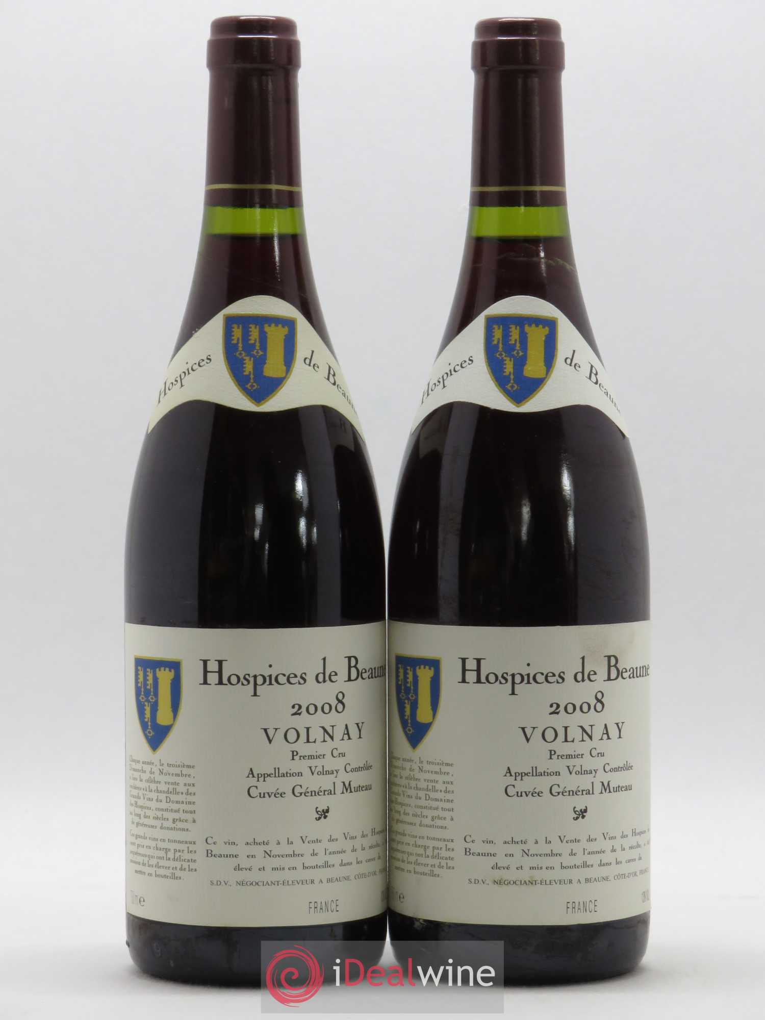 Volnay 1er Cru Cuvée Général Muteau Hospices de Beaune Mise SDV 2008 - Lot de 2 bouteilles - 0