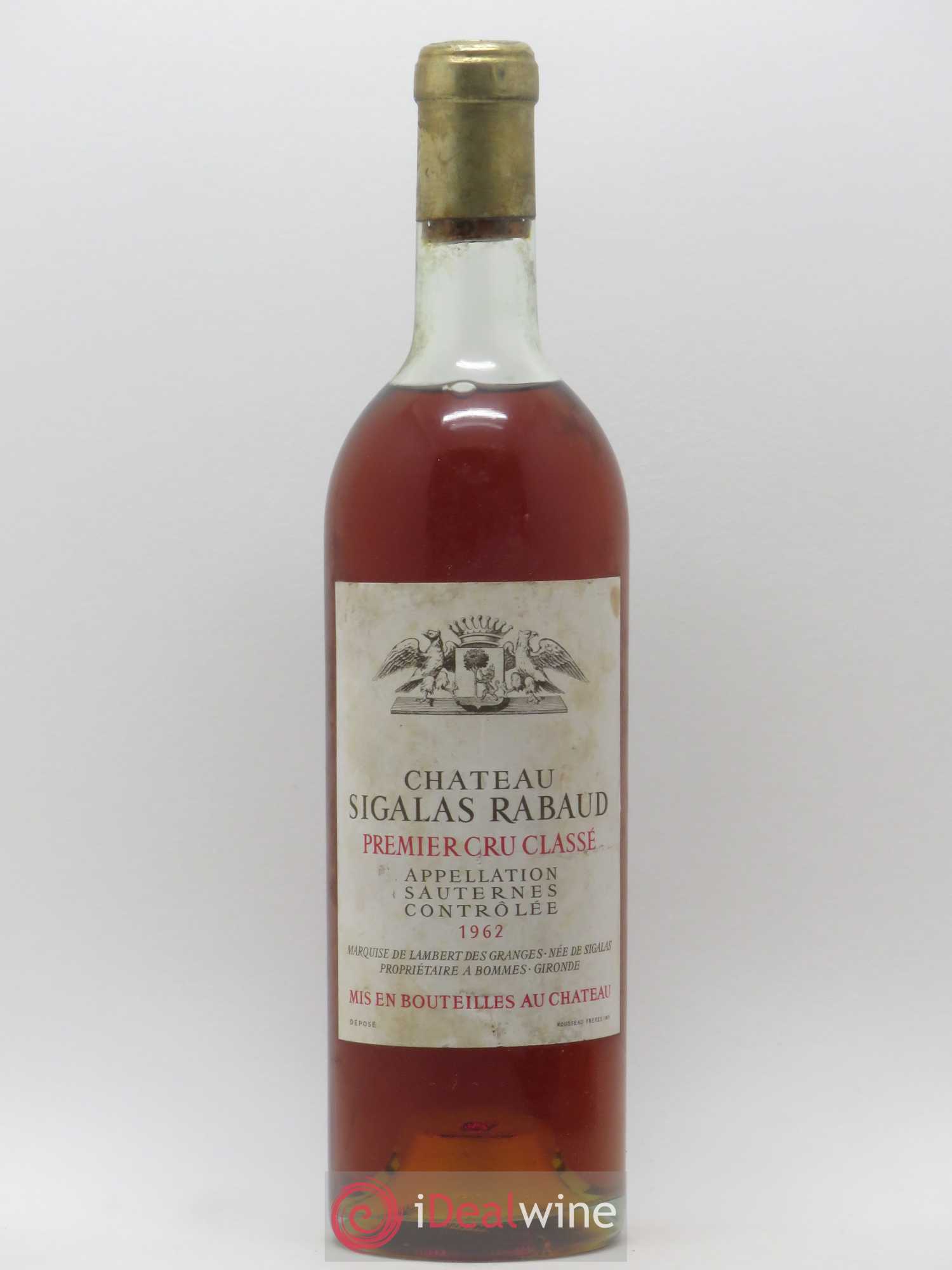 Château Sigalas Rabaud 1er Grand Cru Classé 1962 - Lotto di 1 bottiglia - 0