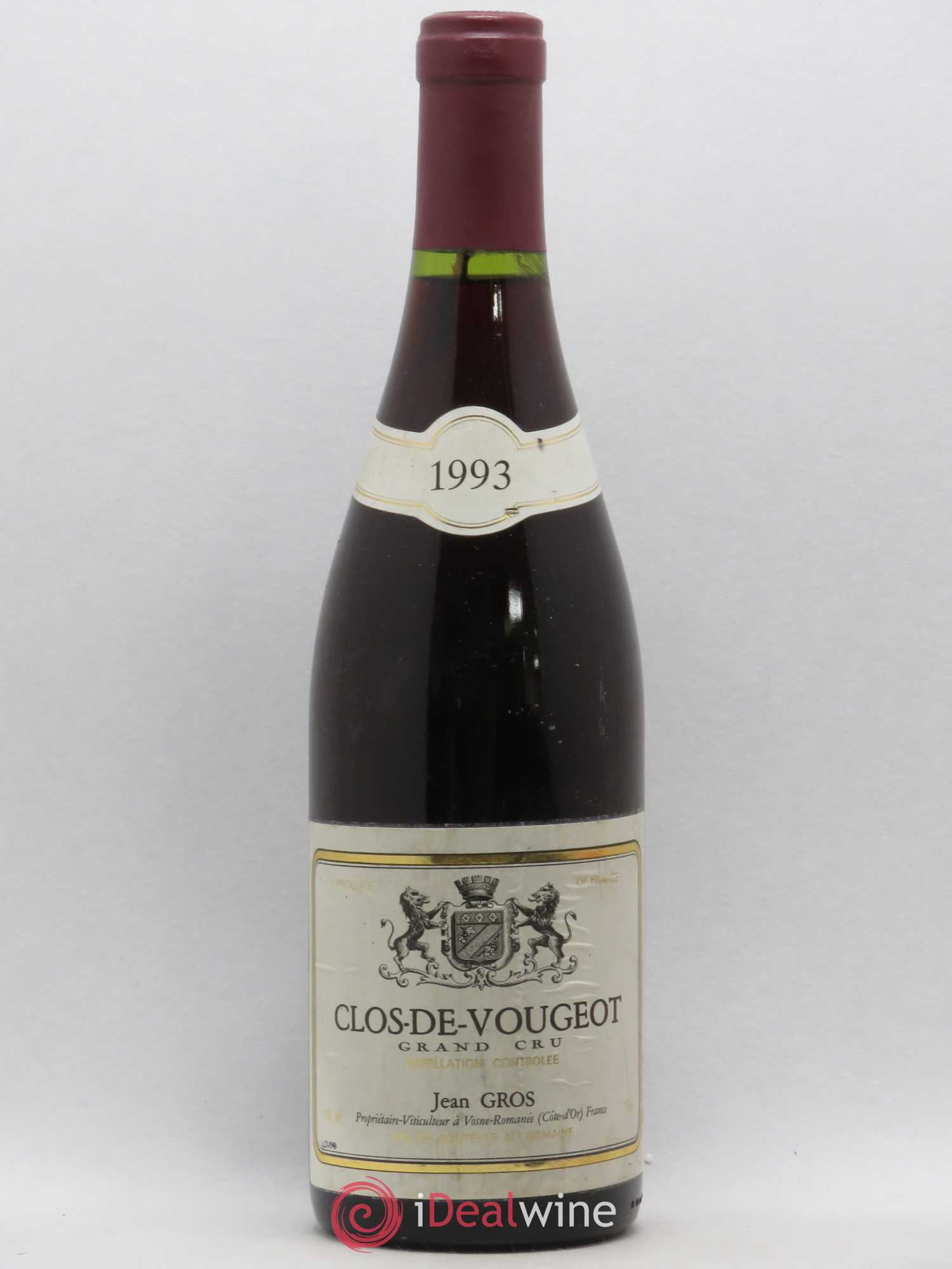 Clos de Vougeot Grand Cru Jean Gros 1993 - Lot de 1 bouteille - 0