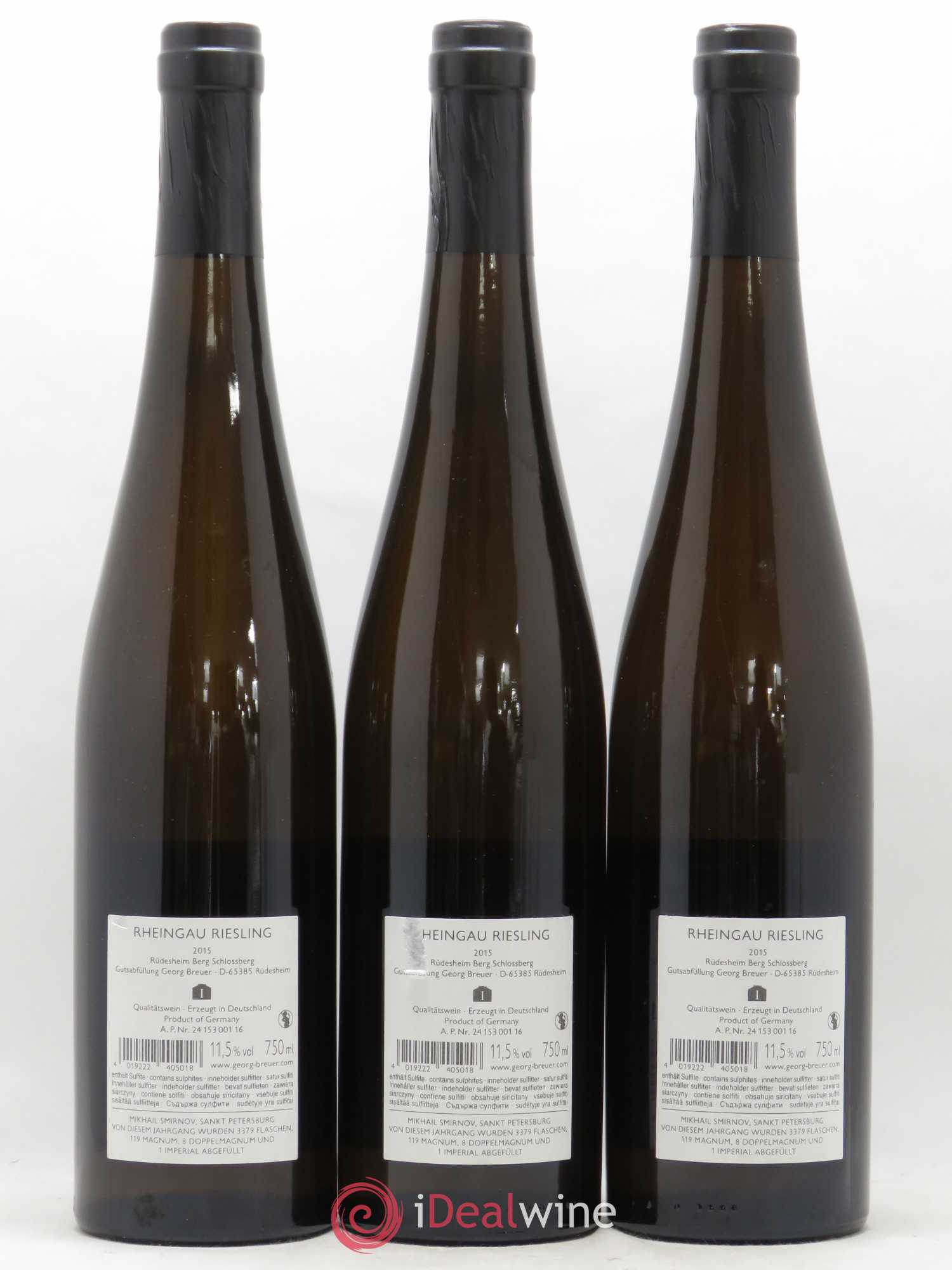Riesling Rüdesheim Berg Schlossberg Georg Breuer 2015 - Lot de 3 bouteilles - 1