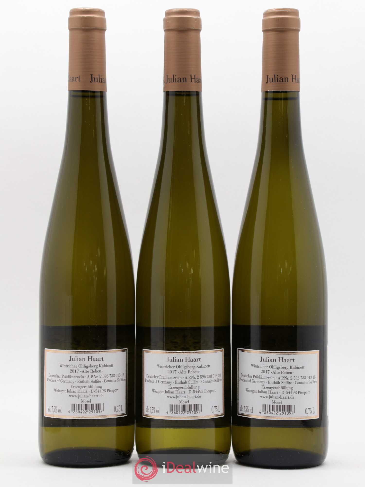 Allemagne Mosel-Saar Wintricher Ohligsberg Riesling Kabinett Julian Haart 2017 - Lot de 3 bouteilles - 1