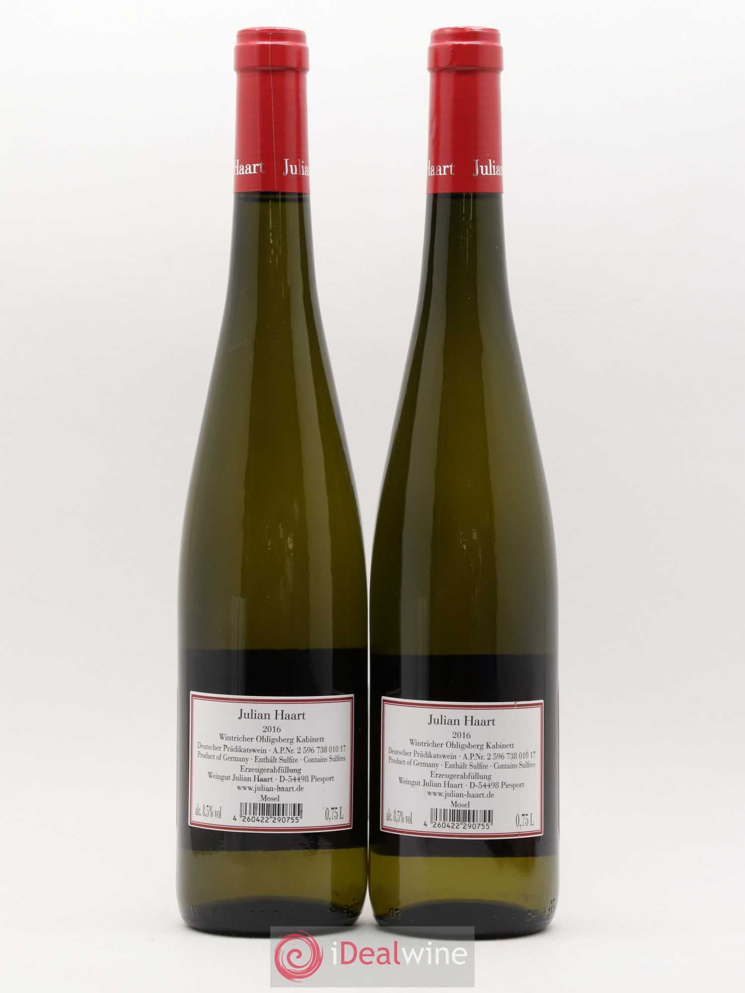 Allemagne Mosel-Saar Wintricher Ohligsberg Kabinett J.Haart 2016 - Posten von 2 Flaschen - 1