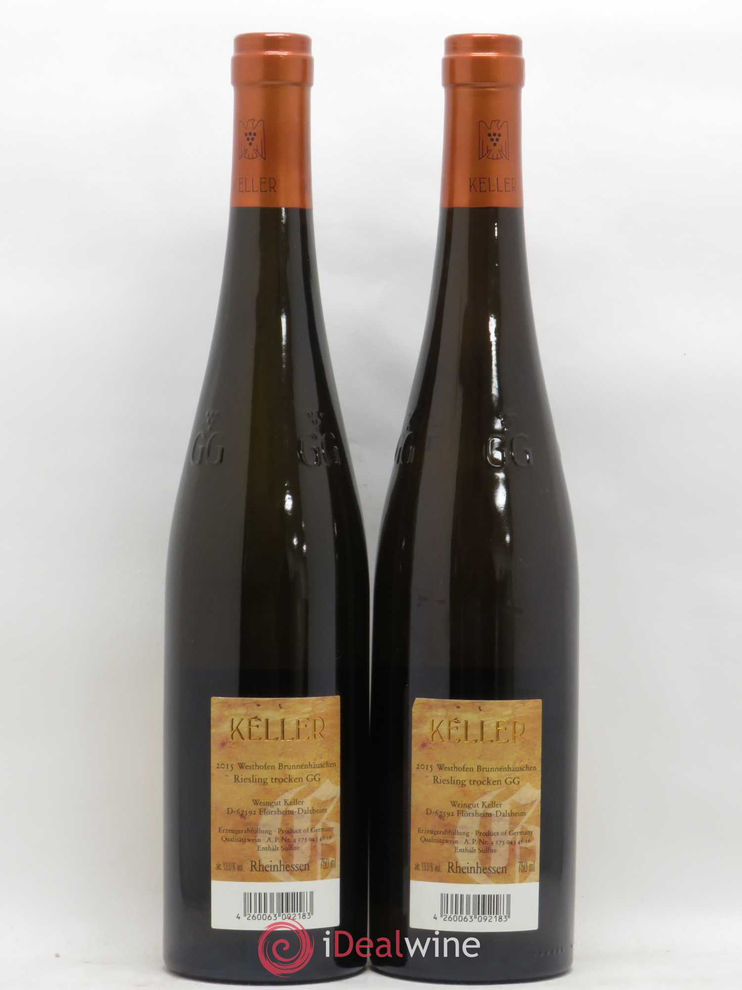 Riesling Abst Erde Westhofen Brunnenhäuschen trocken GG Keller 2015 - Posten von 2 Flaschen - 1