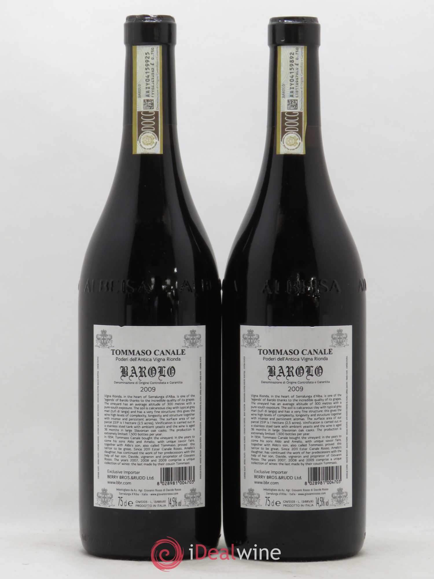 Barolo Vigna Rionda Tommaso Canale 2009 - Lot de 2 bouteilles - 1