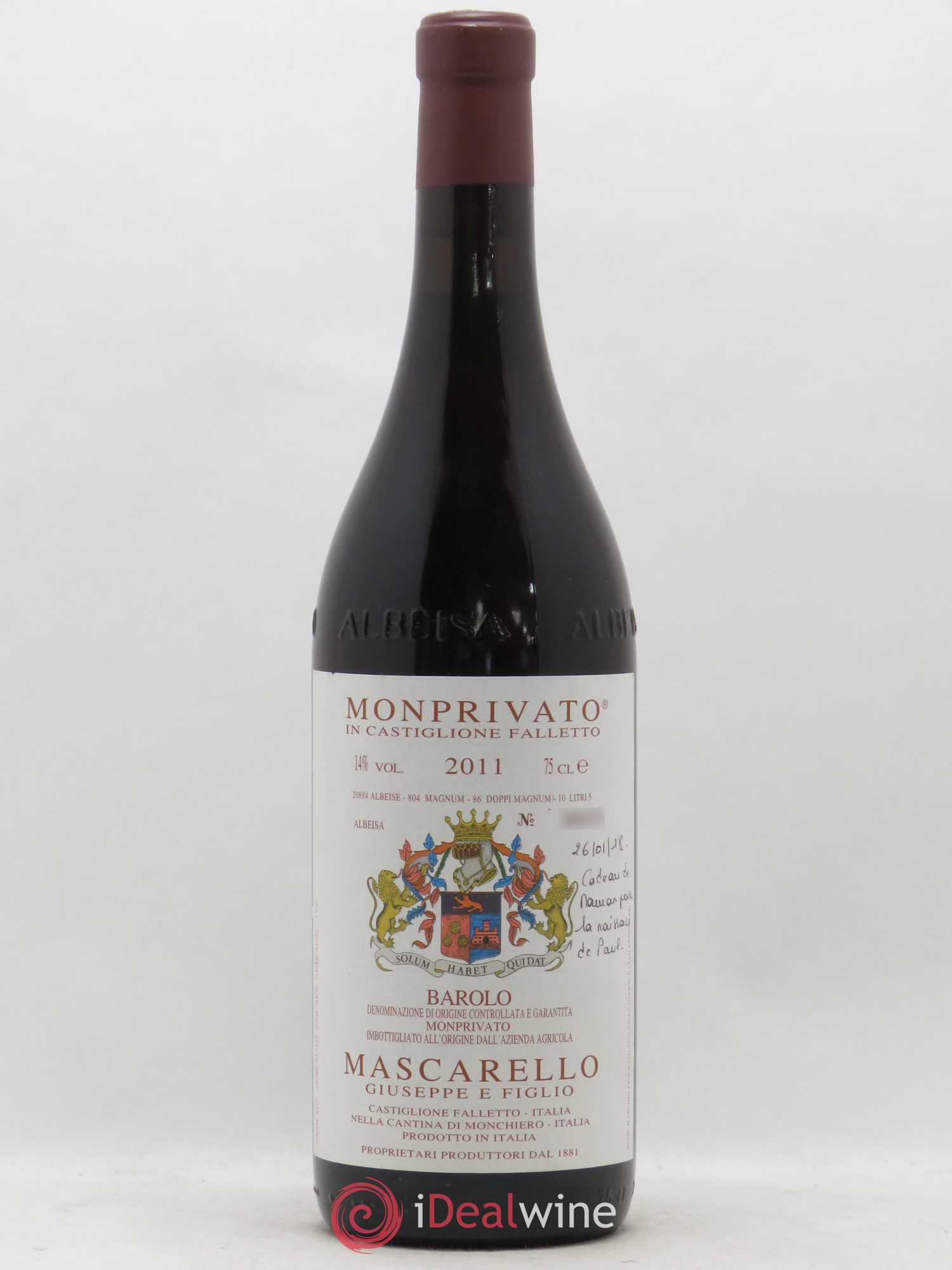Barolo DOCG Monprivato Giuseppe Mascarello 2011 - Lot de 1 bouteille - 0