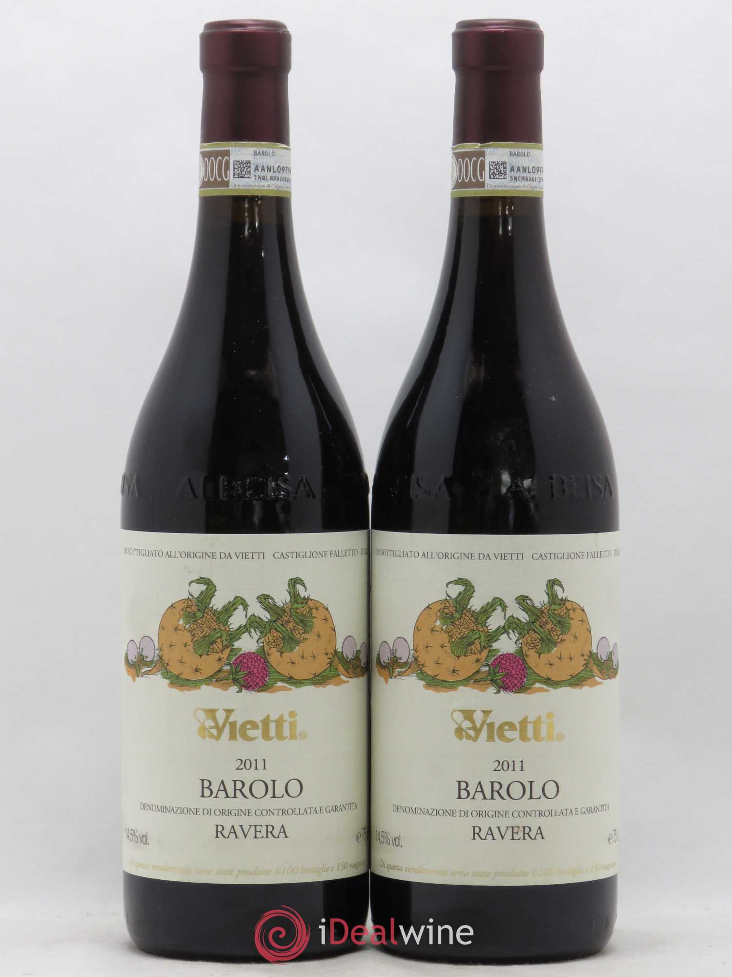 Barolo DOCG Ravera Vietti 2011 - Lot of 2 bottles - 0