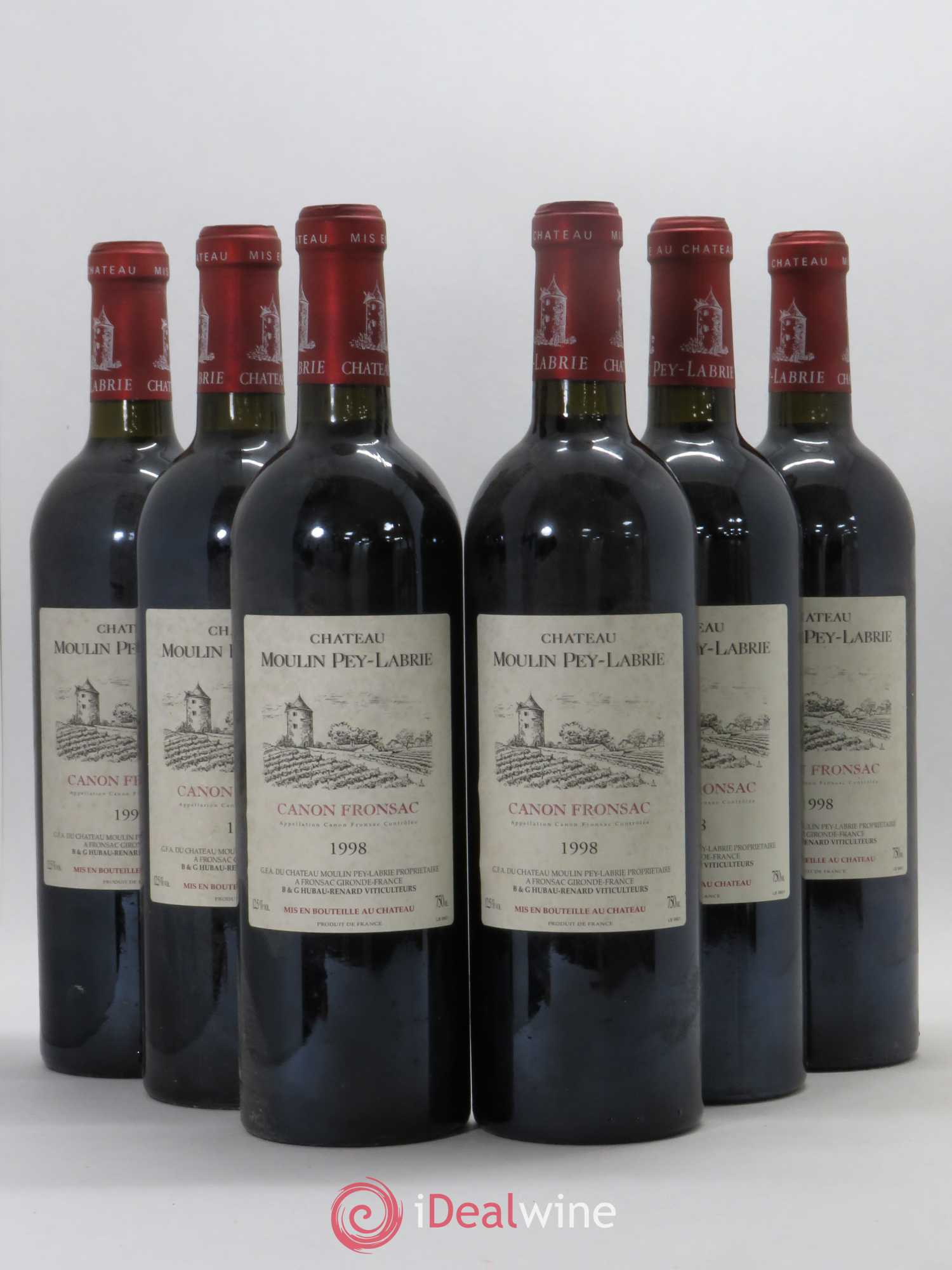 Château Moulin Pey-Labrie 1998 - Lot de 6 bouteilles - 0