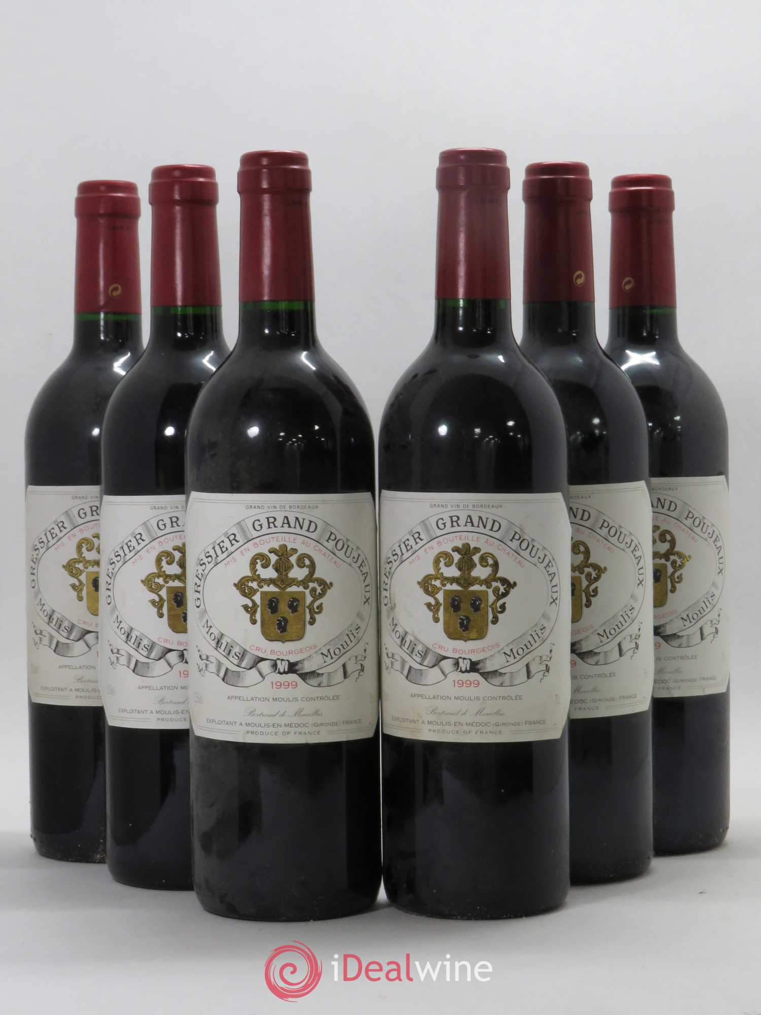 Château Gressier Grand Poujeaux Cru Bourgeois 1999 - Lot de 6 bouteilles - 0