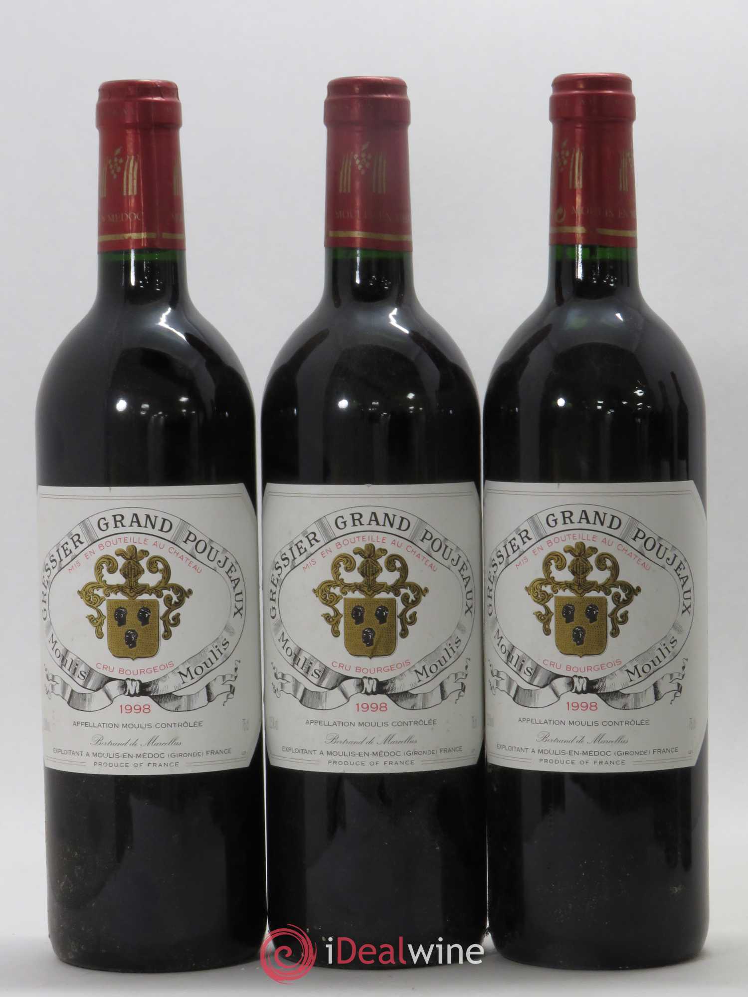 Château Gressier Grand Poujeaux Cru Bourgeois 1998 - Lot de 6 bouteilles - 1