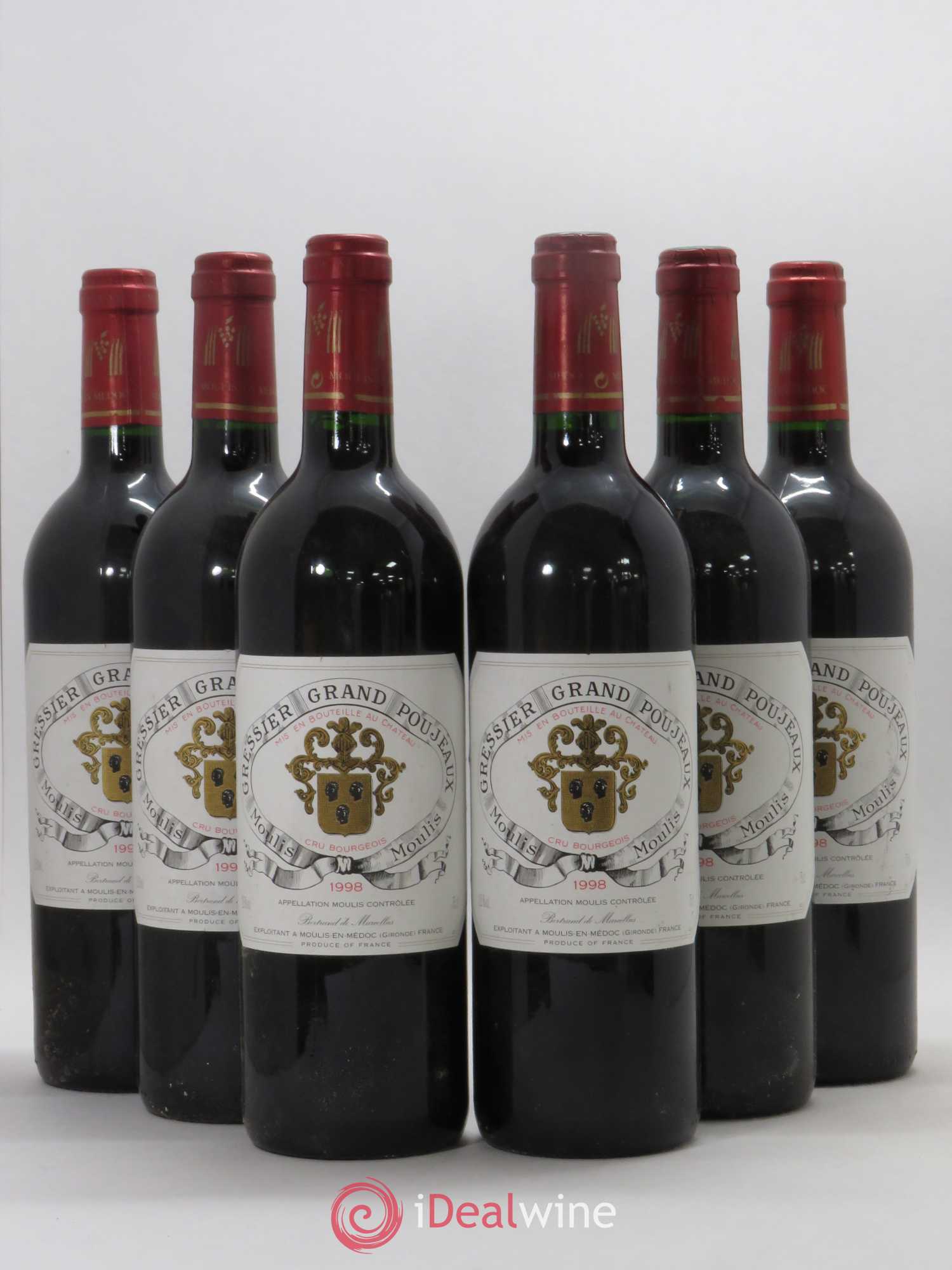 Château Gressier Grand Poujeaux Cru Bourgeois 1998 - Lot de 6 bouteilles - 0