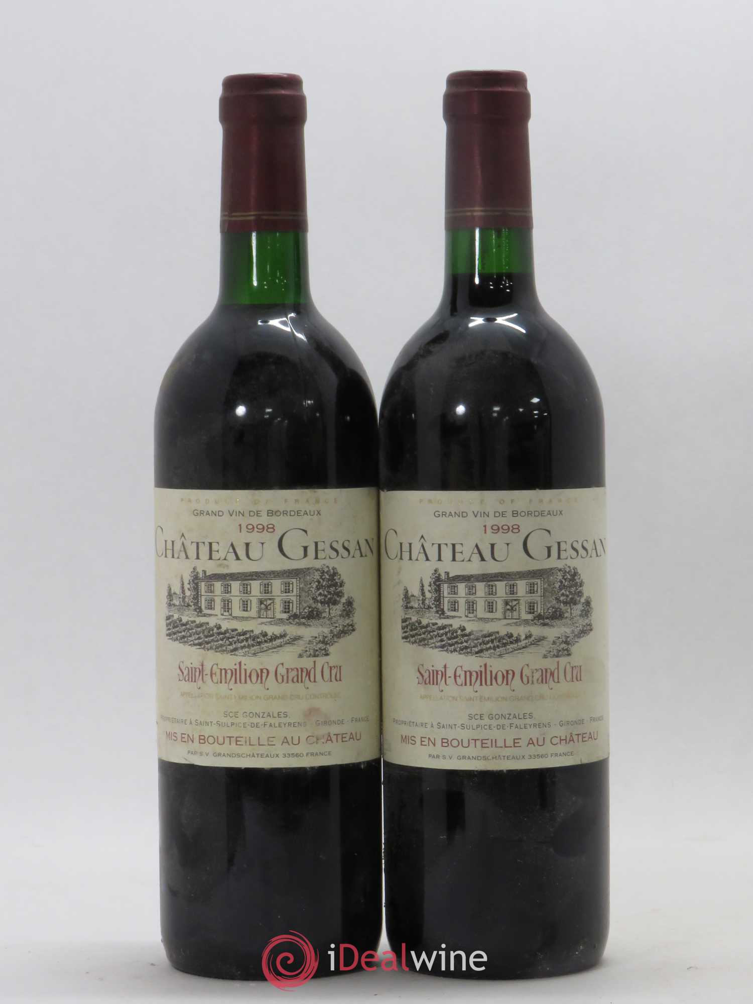 Saint-Émilion Grand Cru Château Gessan 1998 - Lot de 2 bouteilles - 0