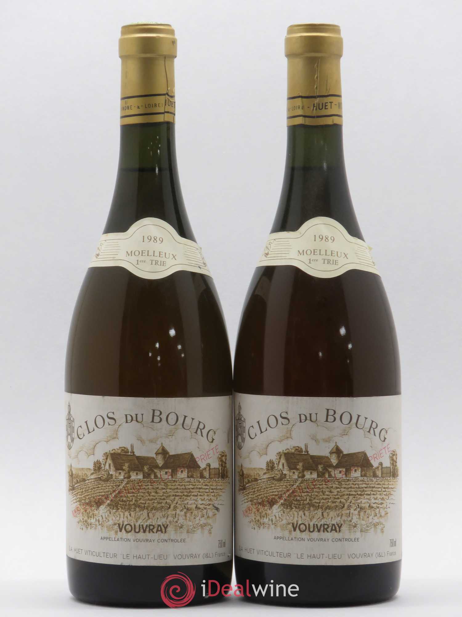 Vouvray Clos du Bourg Moelleux 1ère trie Domaine Huet 1989 - Lotto di 2 bottiglie - 0