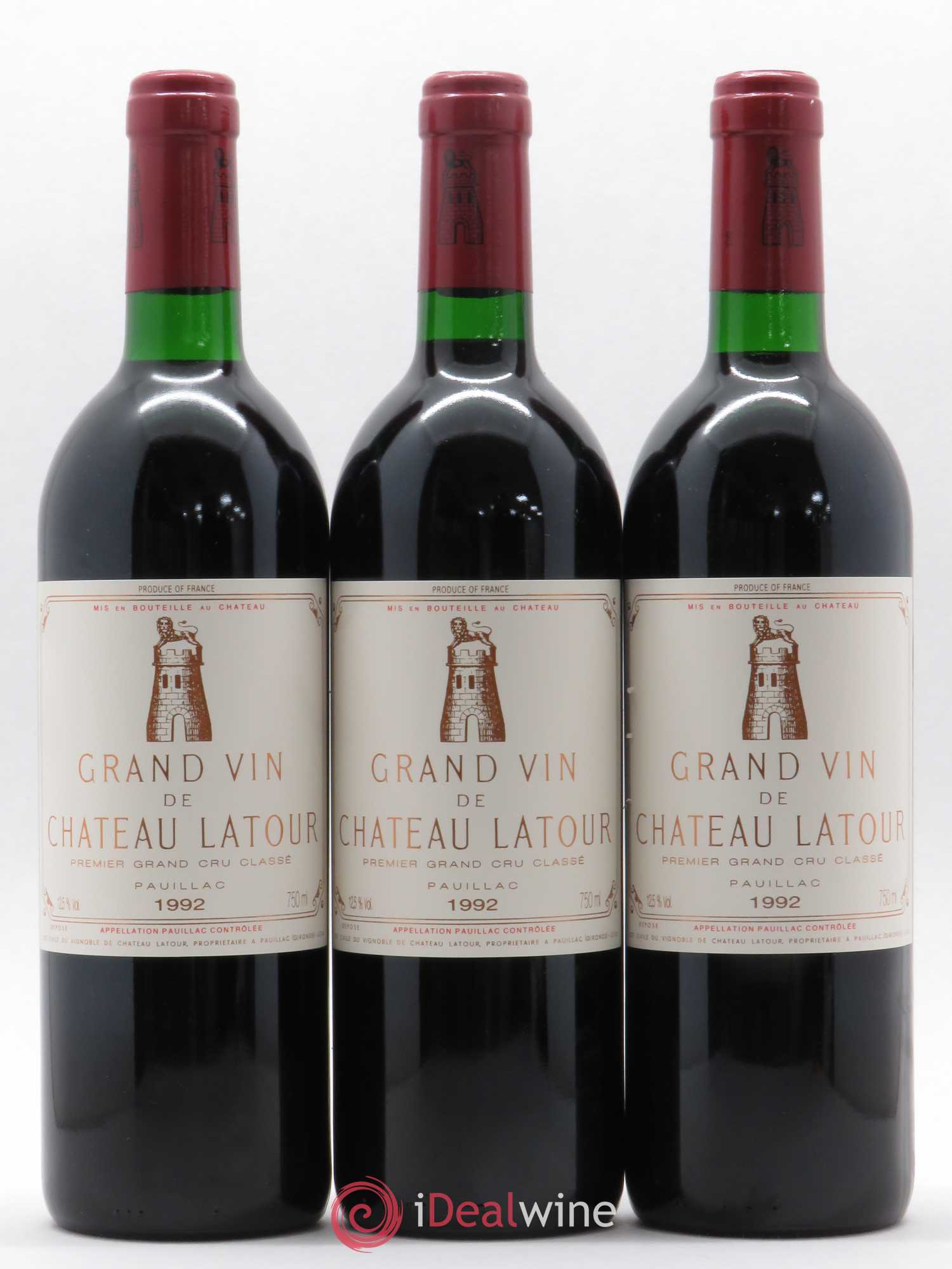 Château Latour 1er Grand Cru Classé 1992 - Lot de 3 bouteilles - 0