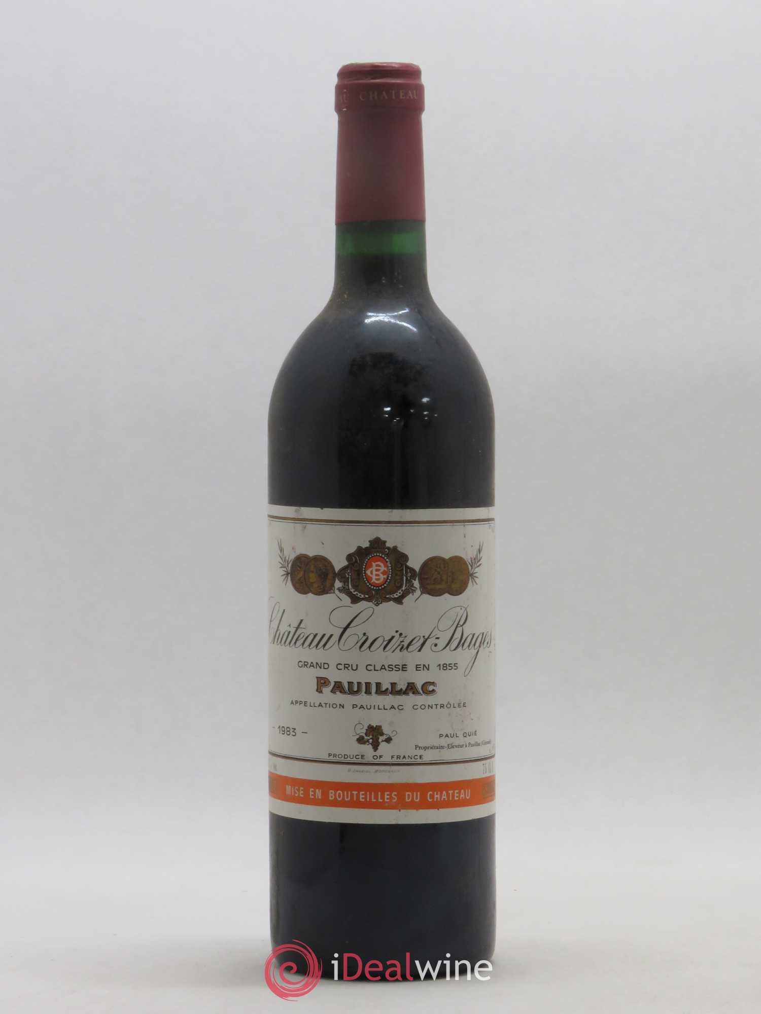 Château Croizet Bages 5ème Grand Cru Classé 1983 - Lot de 1 bouteille - 0
