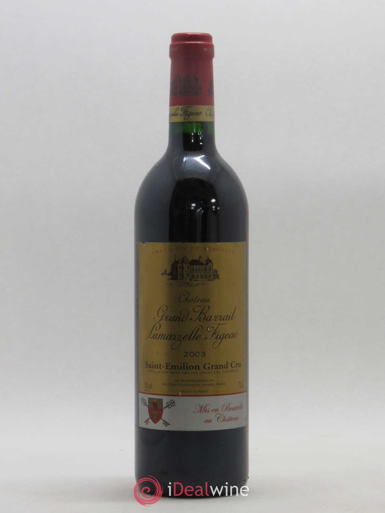 Château Grand Barrail Lamarzelle Figeac Grand Cru Classé 2003 - Lot de 1 bouteille - 0