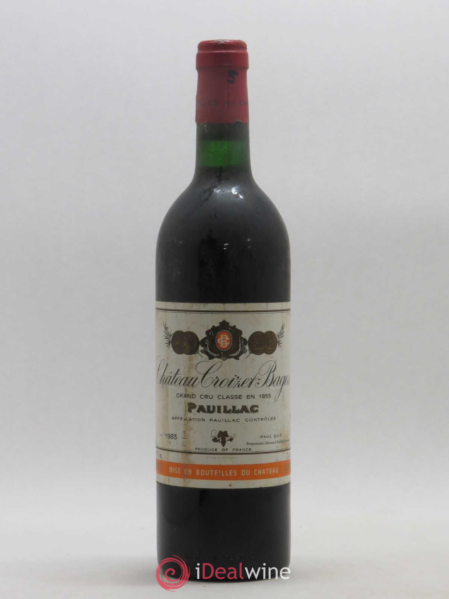 Château Croizet Bages 5ème Grand Cru Classé 1983 - Lot de 1 bouteille - 0