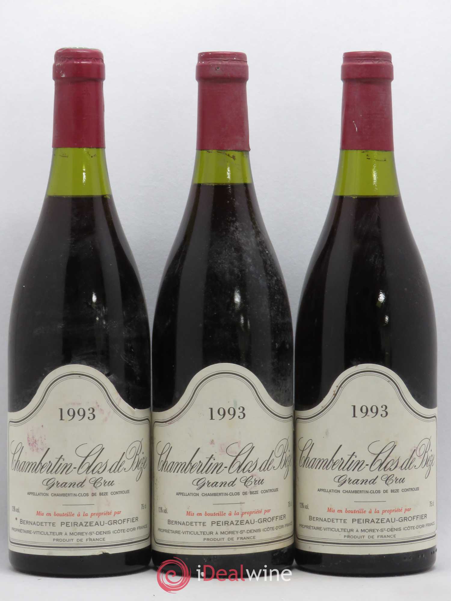 Chambertin Clos de Bèze Grand Cru Bernadette Peirazeau Groffier 1993 - Posten von 3 Flaschen - 0