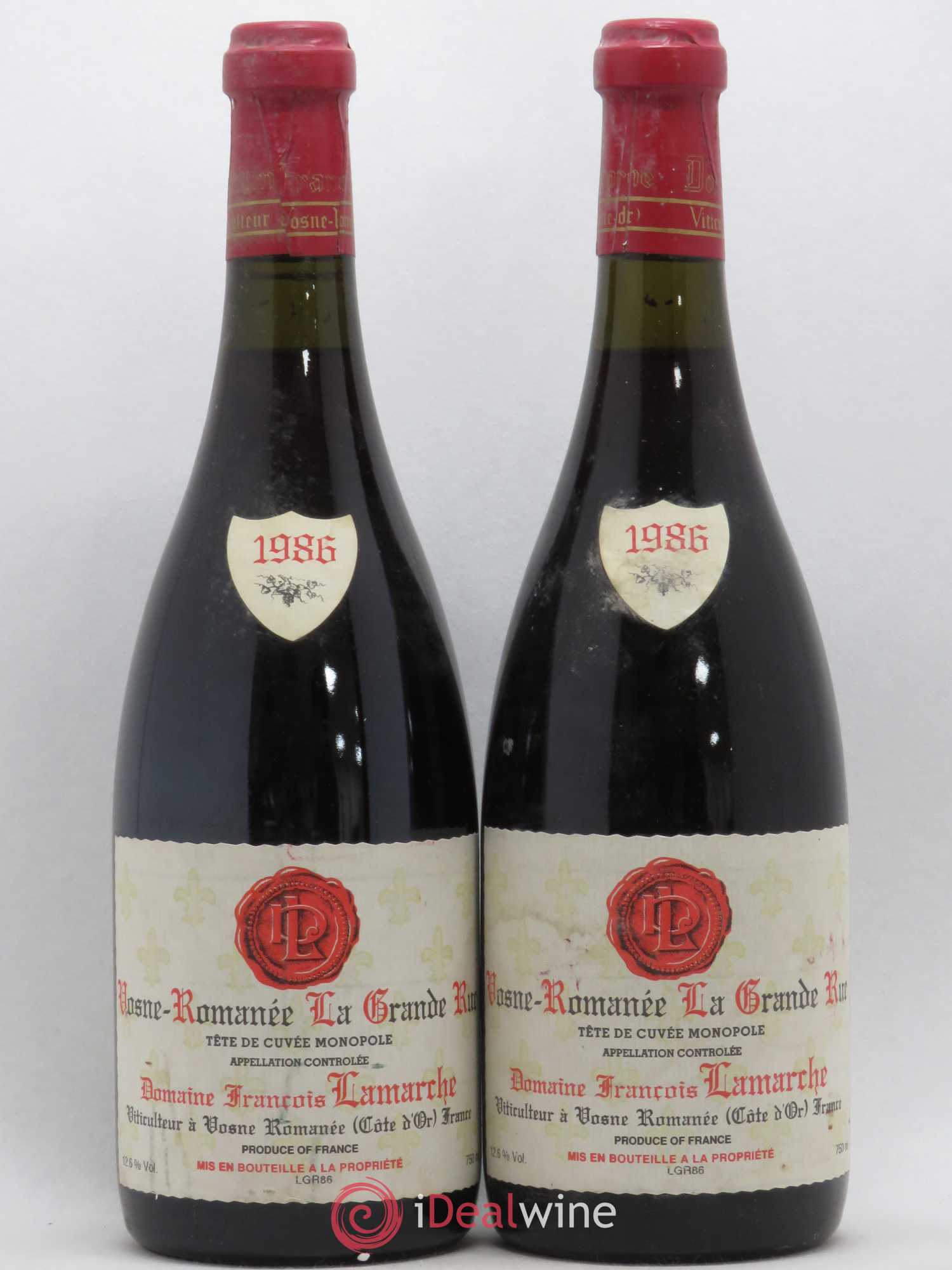 La Grande Rue Grand Cru Lamarche (Domaine) Tête de Cuvée 1986 - Lot de 2 bouteilles - 0