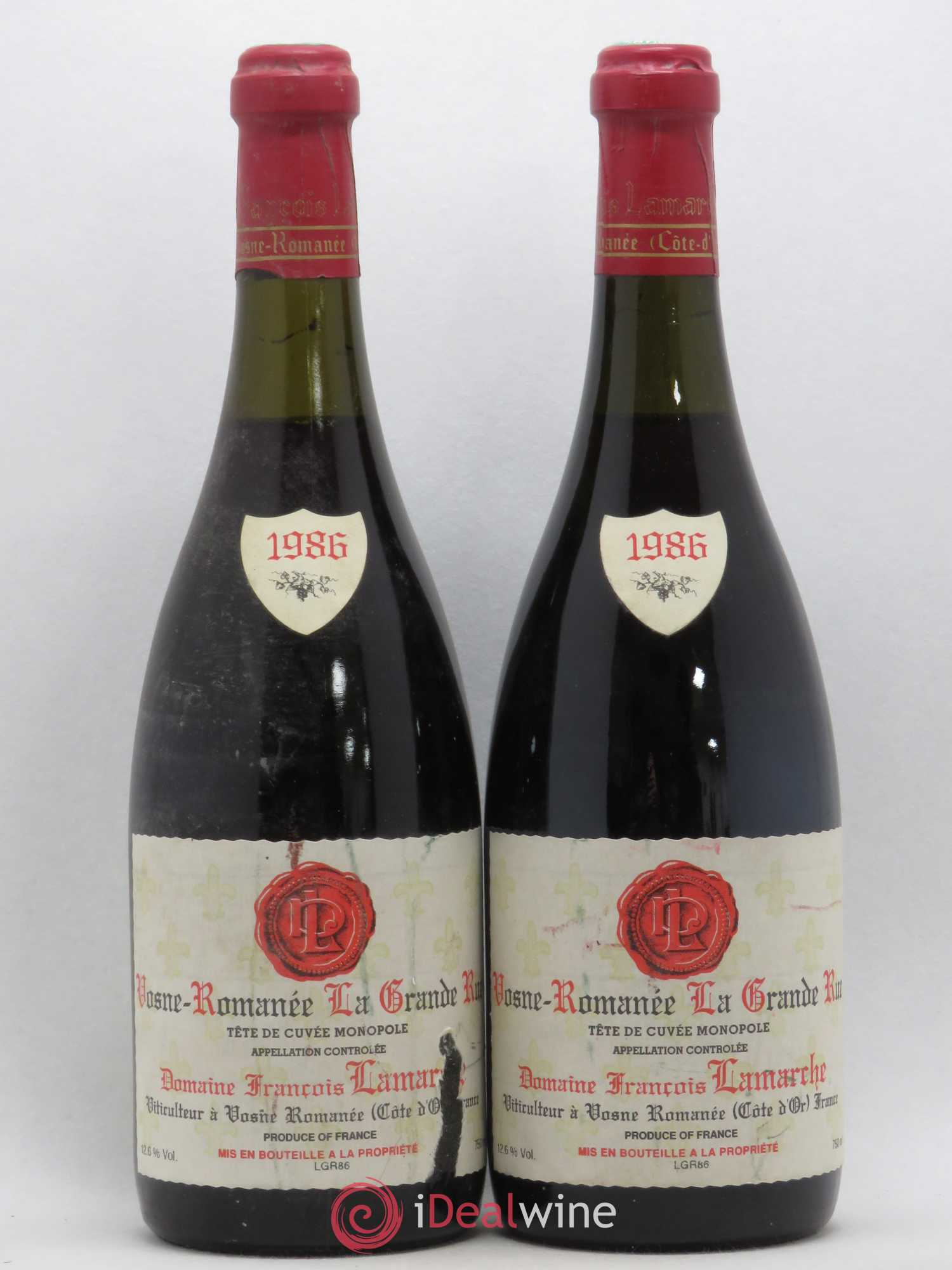 Vosne-Romanée Lamarche (Domaine) Tête de cuvée La grande rue 1986 - Posten von 2 Flaschen - 0